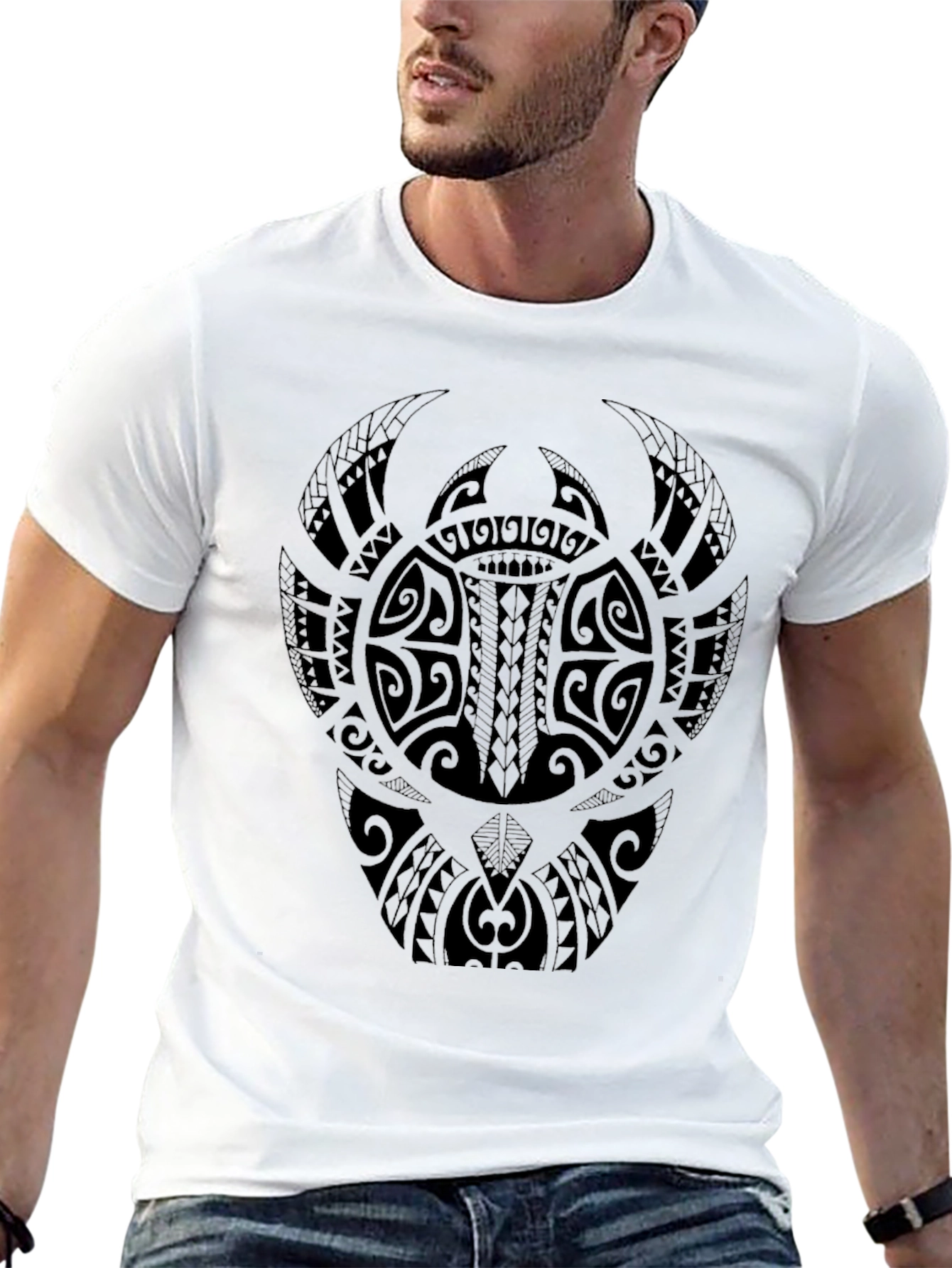 Tribal Tattoo Graphic Tee - Black