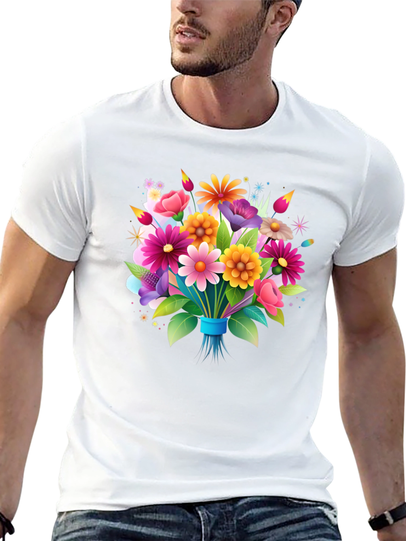 Floral Bouquet Graphic Tee - Black
