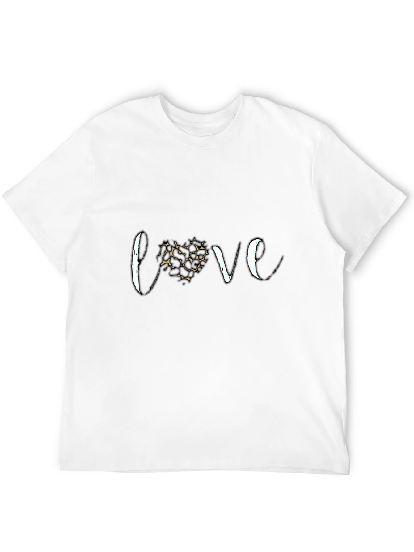 Love Heart Leopard Print Tee - Black