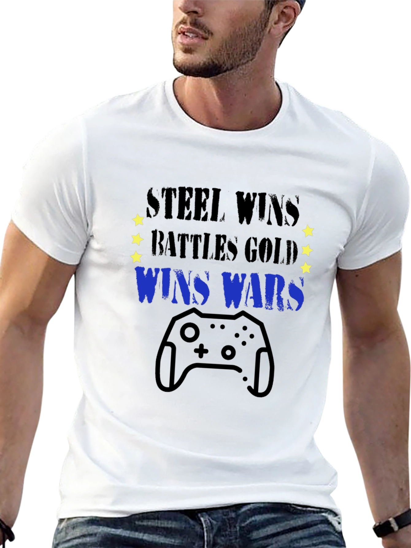 Steel Wins Battles T-Shirt - Gaming Controller Tee