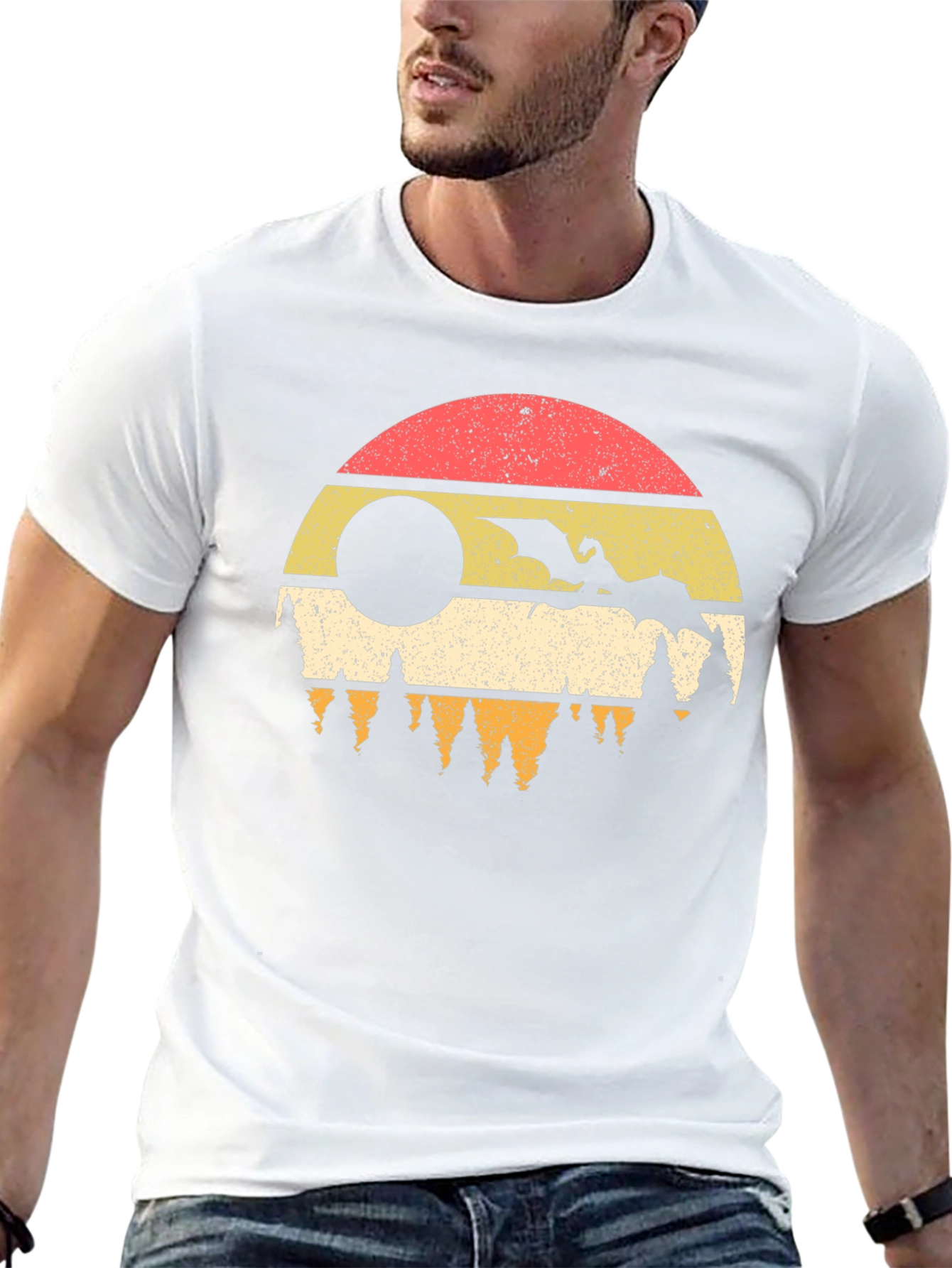 Dragon Sunset Graphic Tee - Retro Style