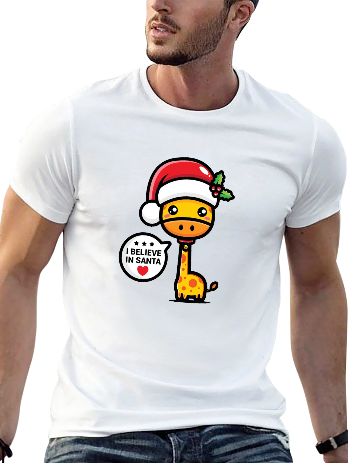 Festive Giraffe Christmas T-Shirt