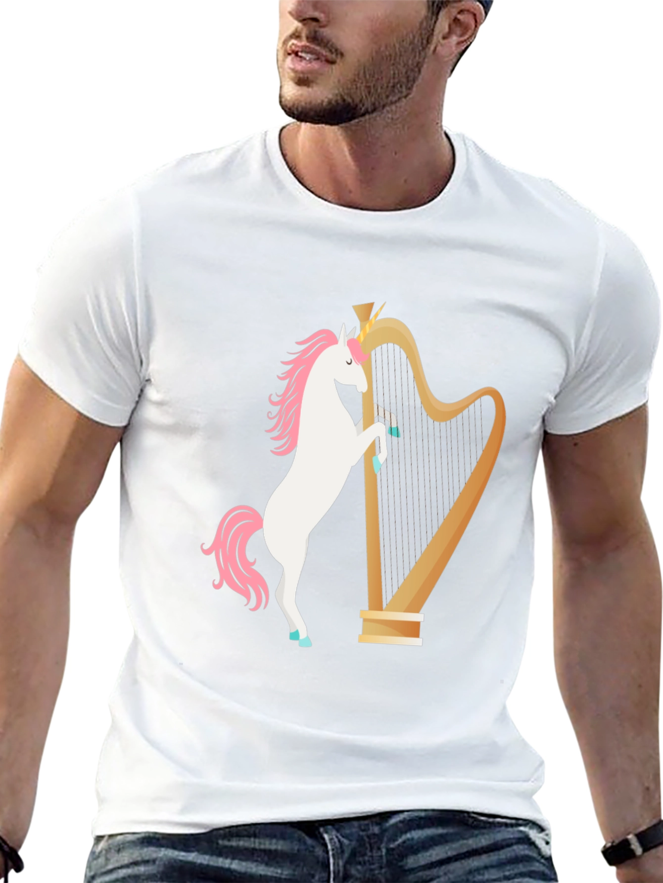 Unicorn Harp Graphic Tee - Black