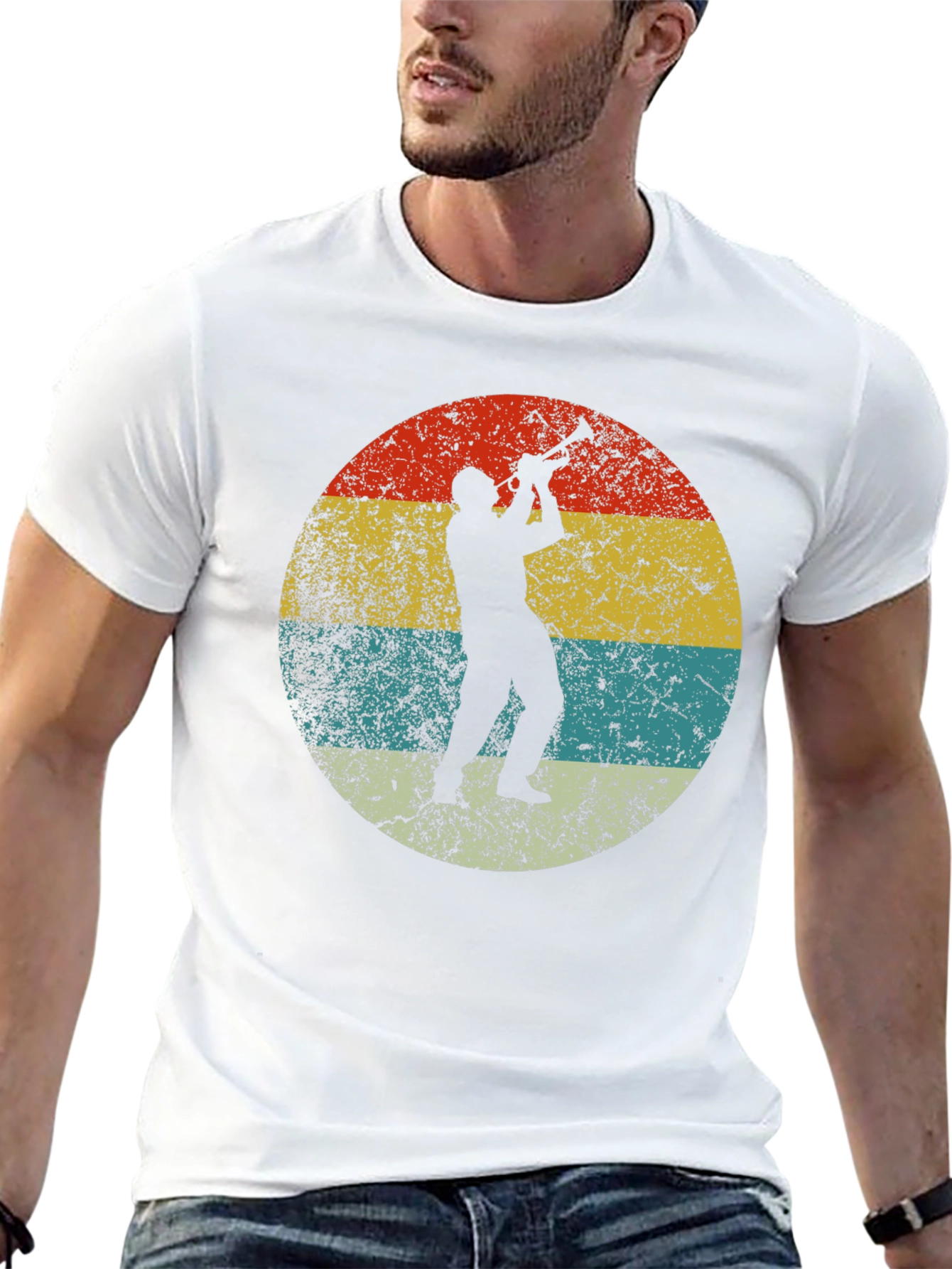 Retro Trumpet Player Black T-Shirt