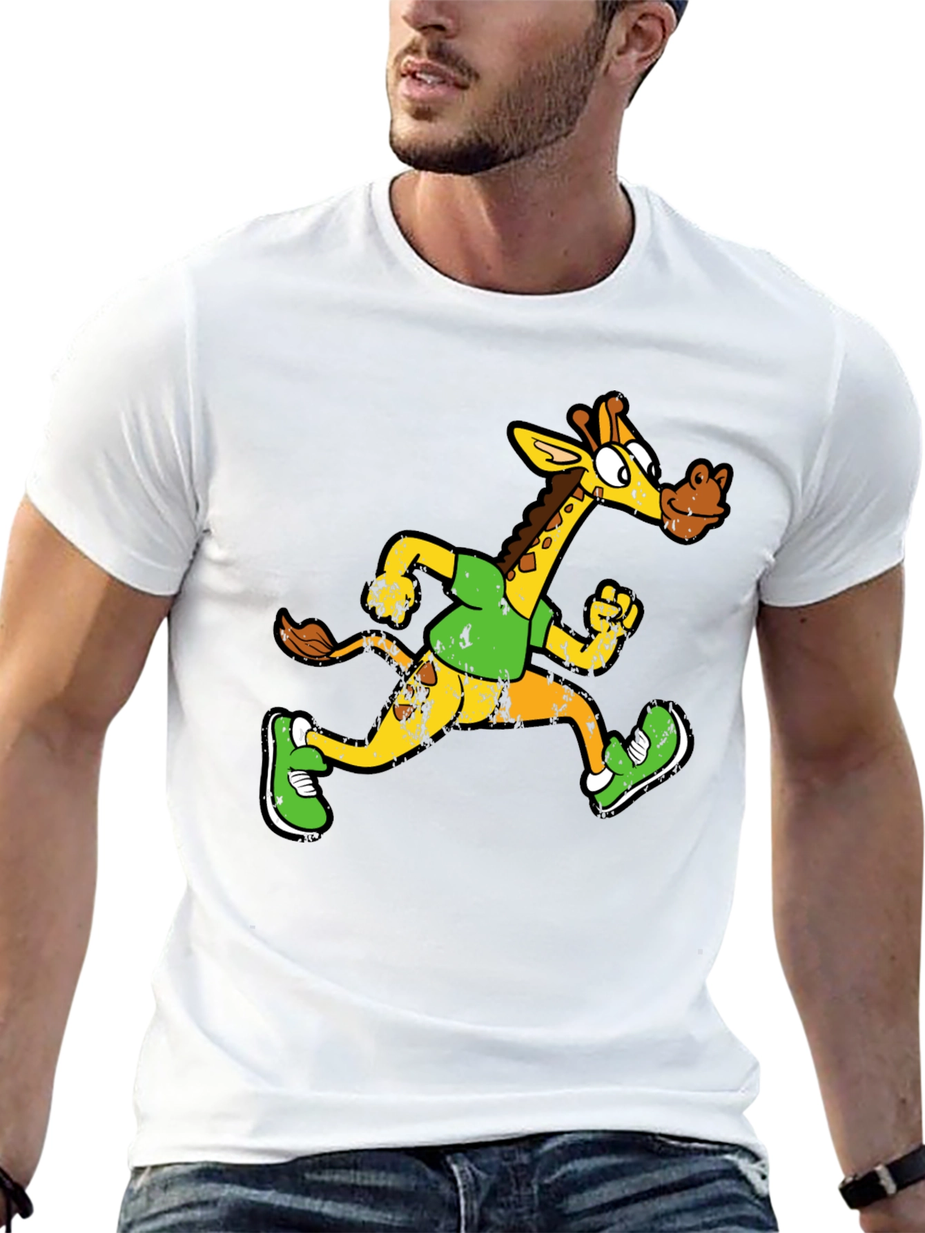 Running Giraffe Graphic Tee - Mens Black T-Shirt