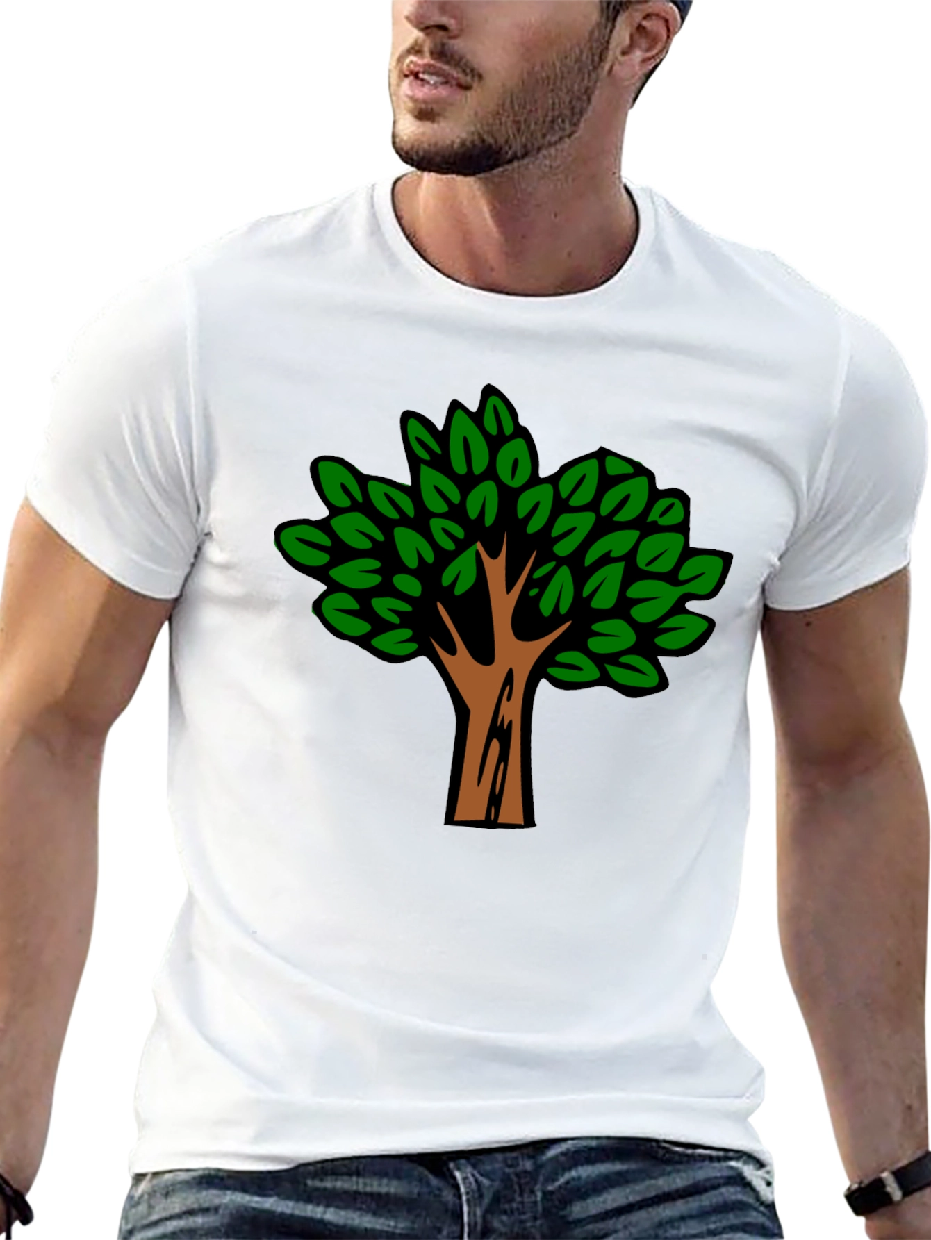 Black T-Shirt with Tree Graphic Print