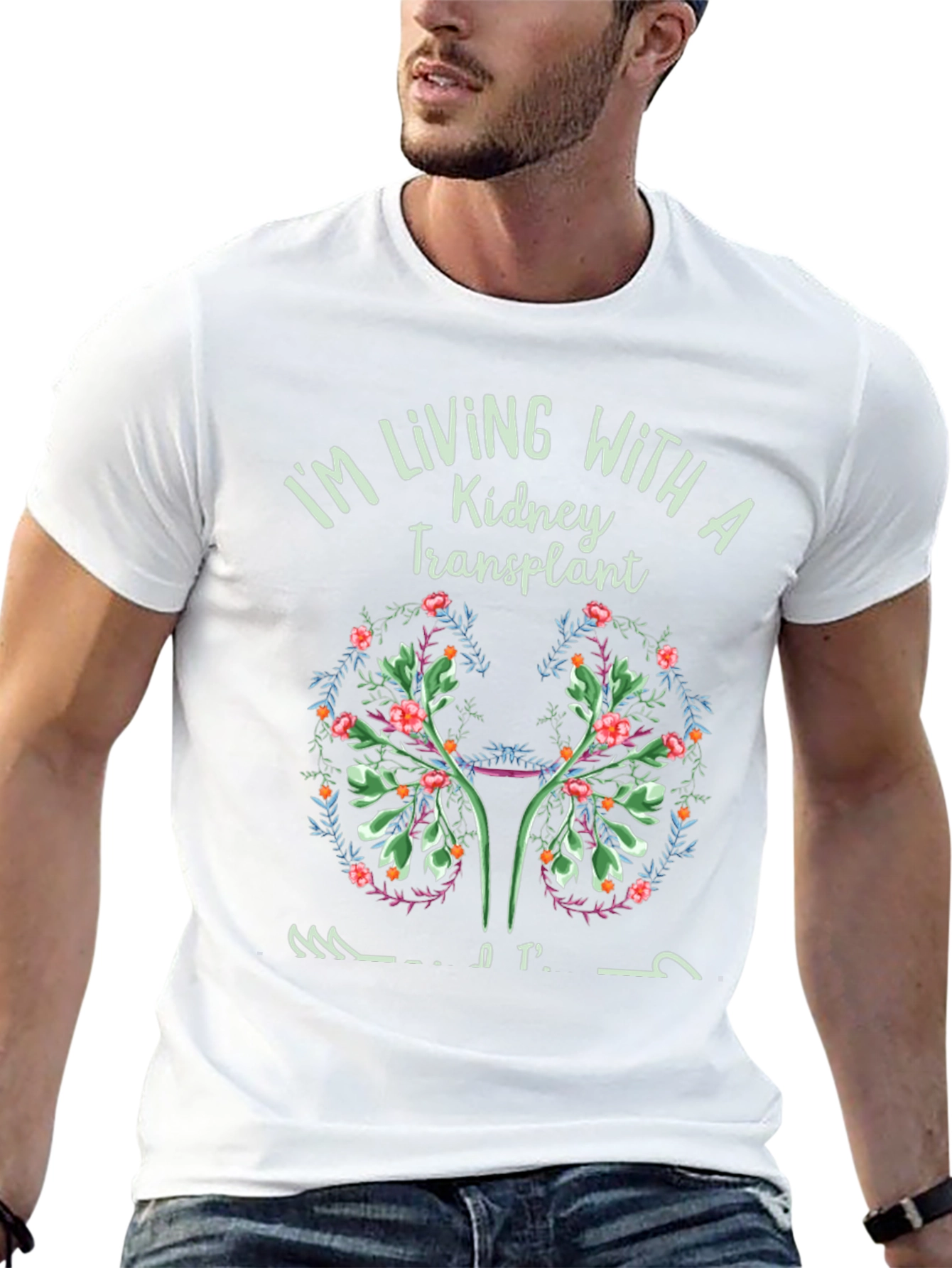 Kidney Transplant Awareness Floral Graphic T-Shirt