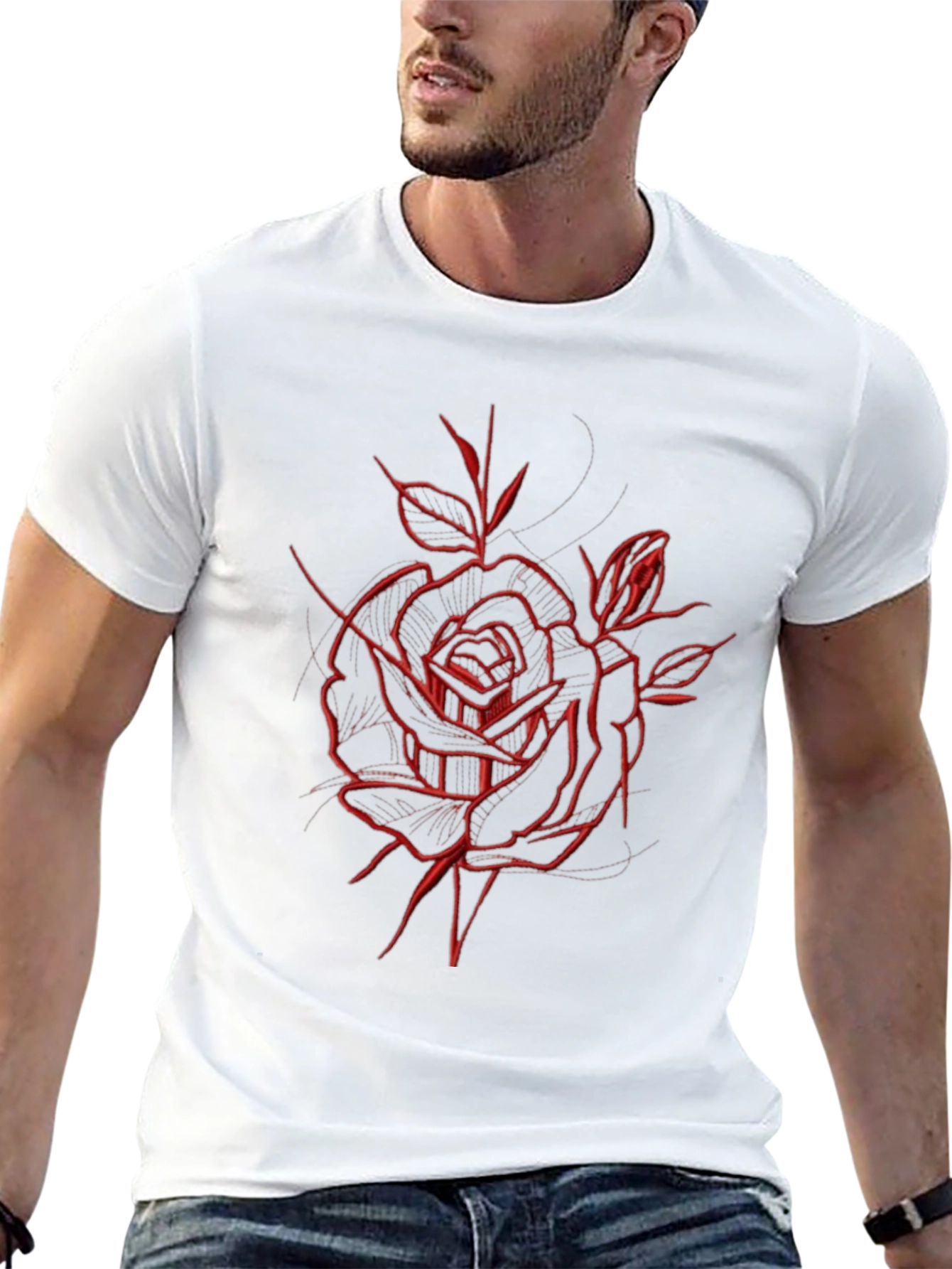 Red Rose Graphic Black T-Shirt