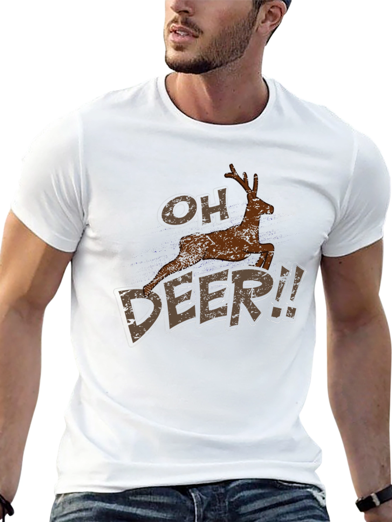 Oh Deer Graphic T-Shirt - Black Crew Neck Tee