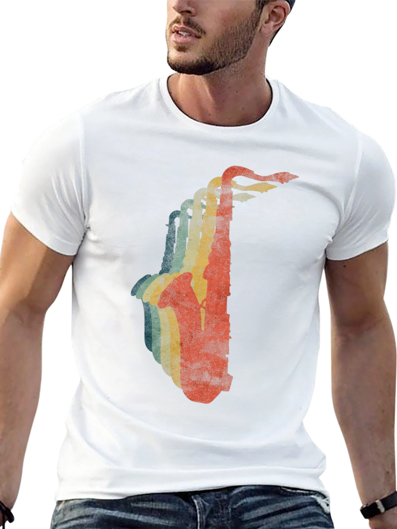 Retro Saxophone Graphic T-Shirt - Cool Music Lover Tee