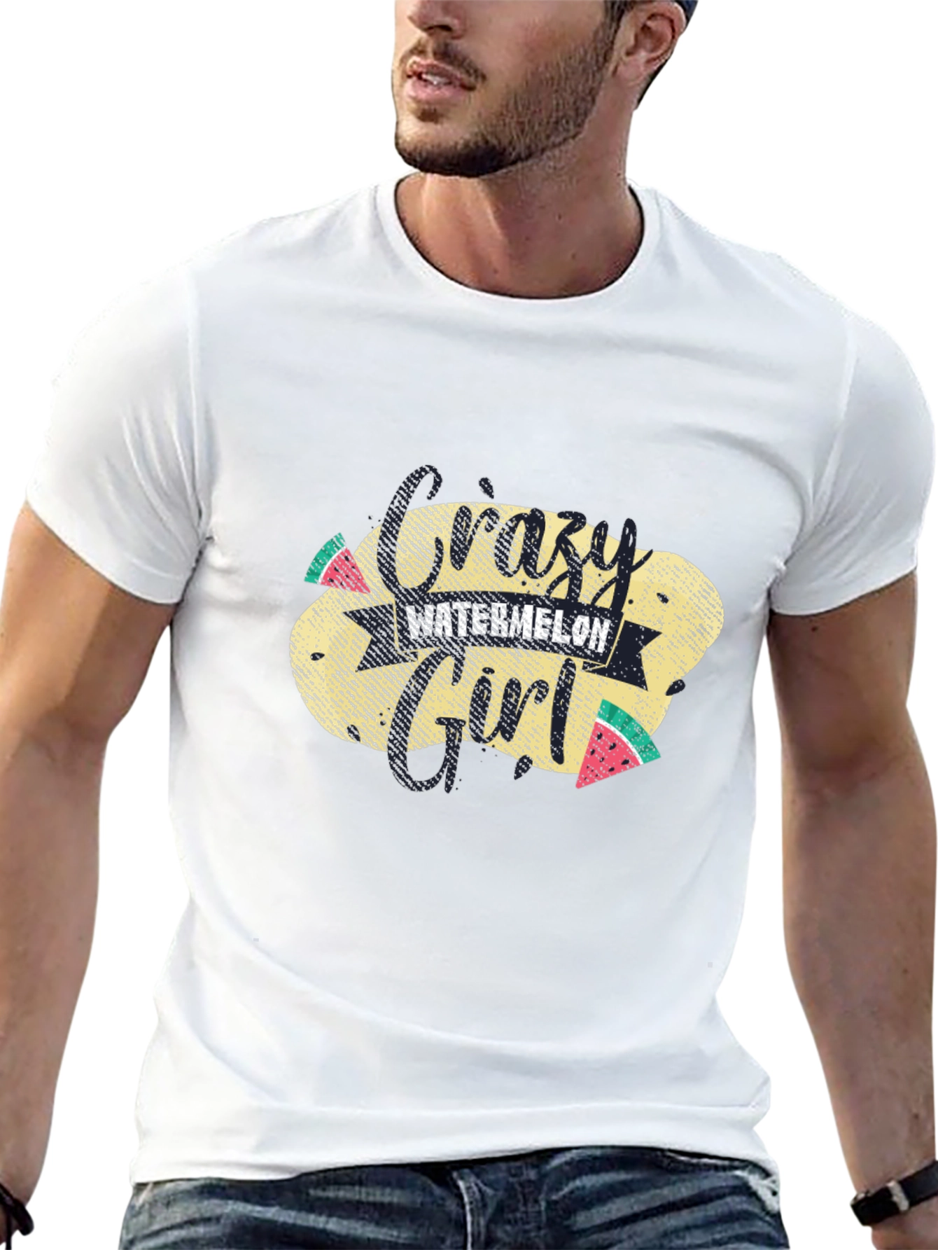 Crazy Watermelon Girl T-Shirt - Black Cotton Tee