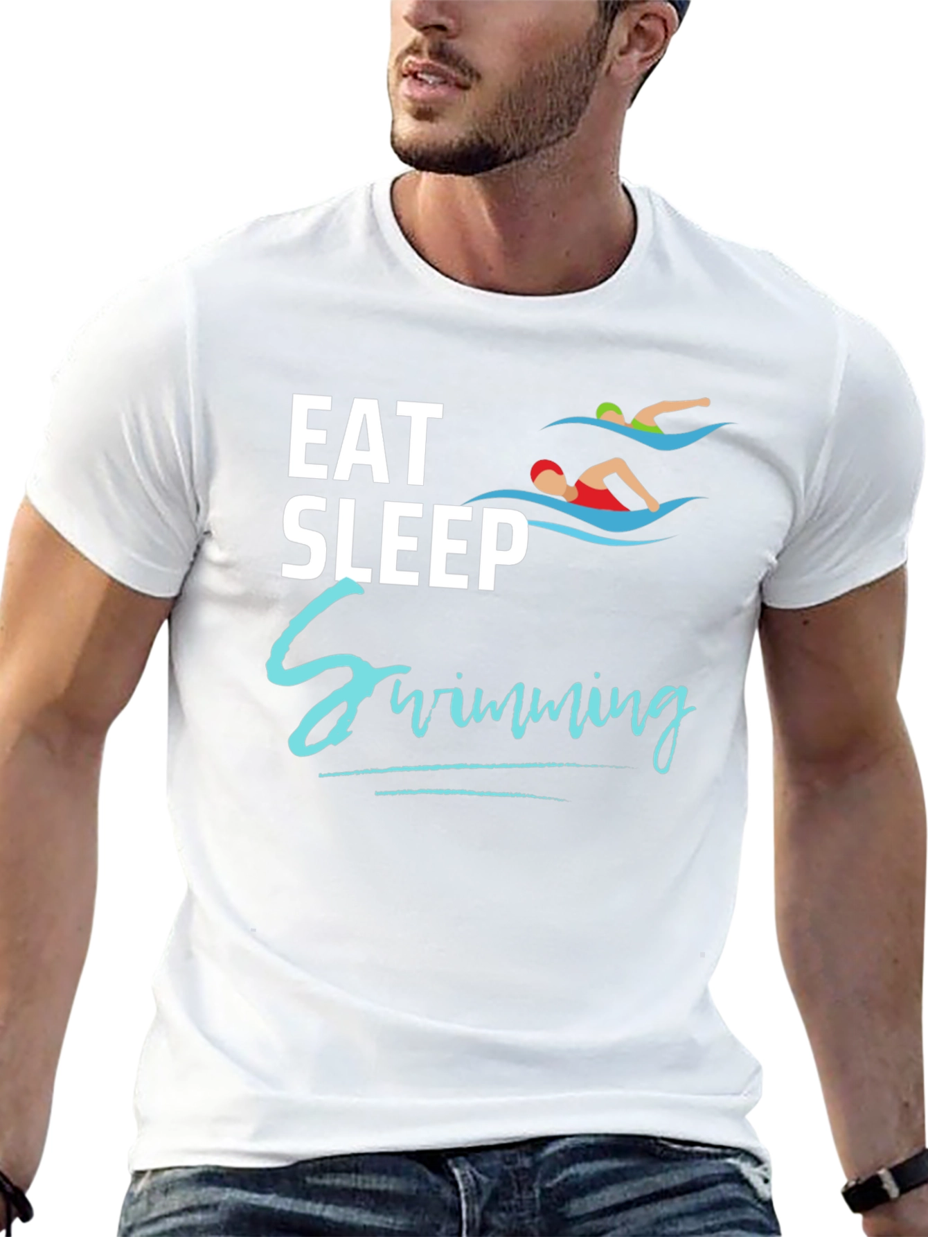 Eat Sleep Swimming Black T-Shirt