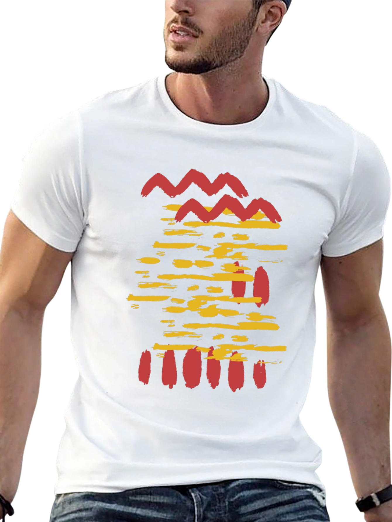 Abstract Graphic Print T-Shirt - Casual Mens Tee