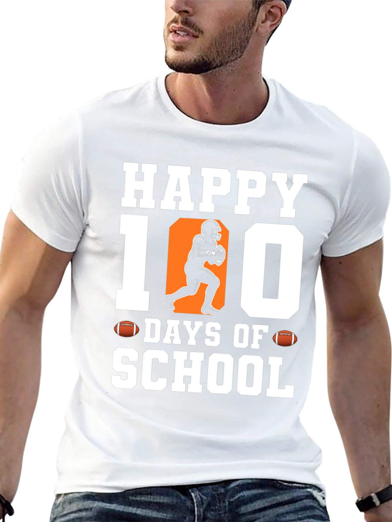 Happy 100 Days of School Football T-Shirt