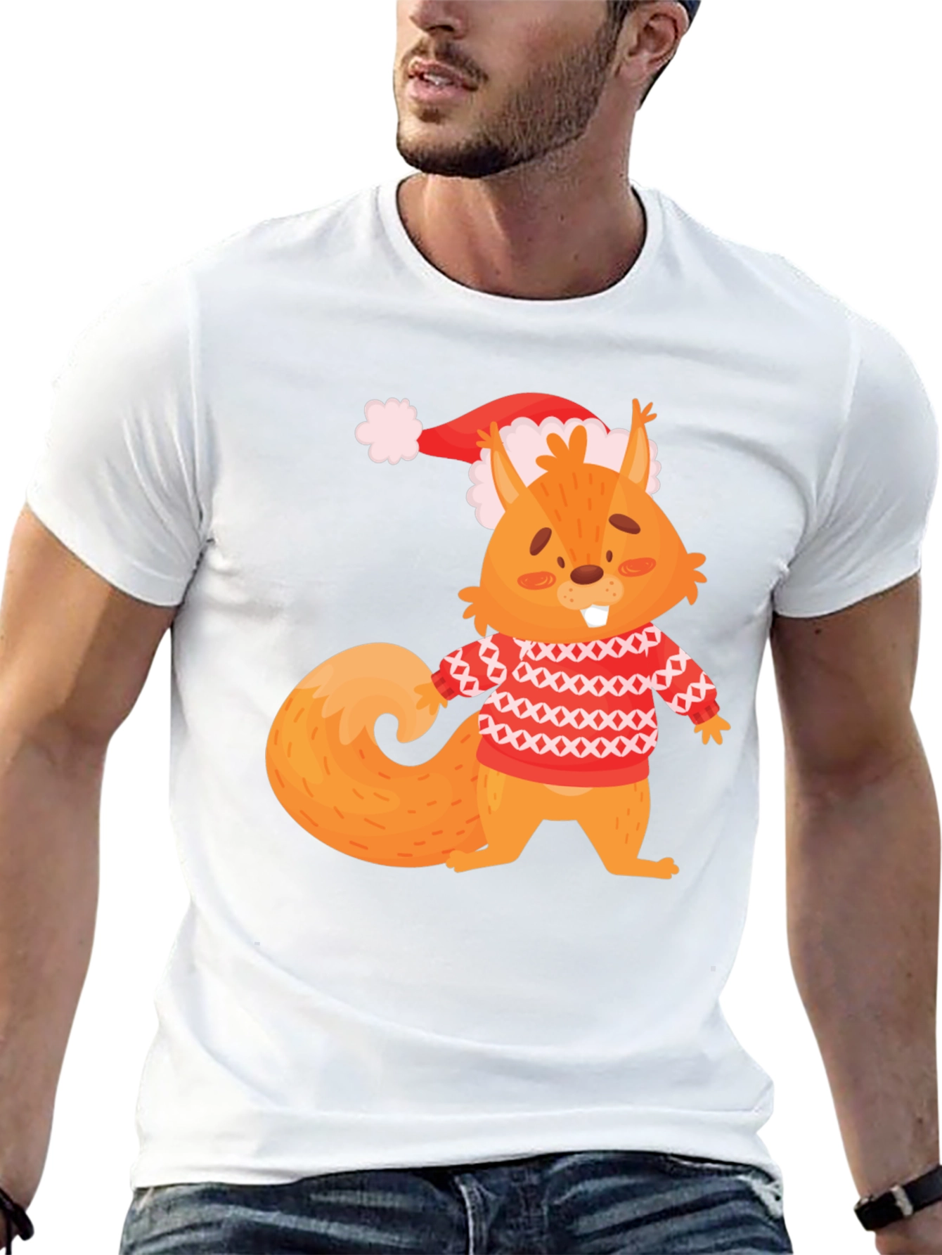 Festive Squirrel Graphic Tee - Holiday Edition