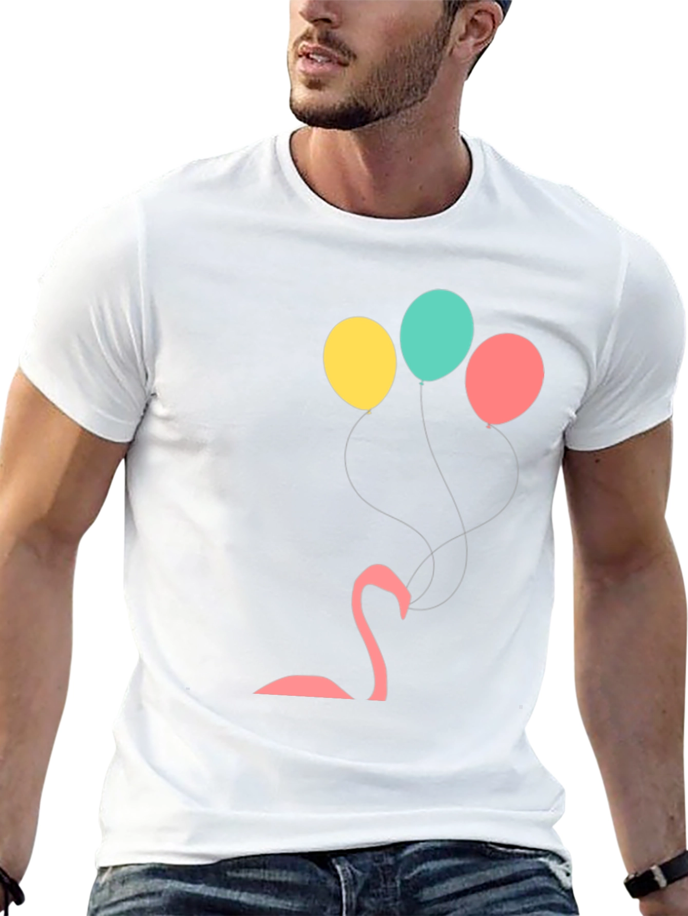 Black Flamingo Balloon Graphic Tee
