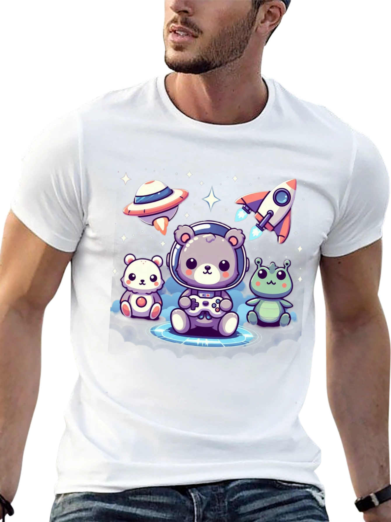 Cute Space Explorer T-Shirt - Black