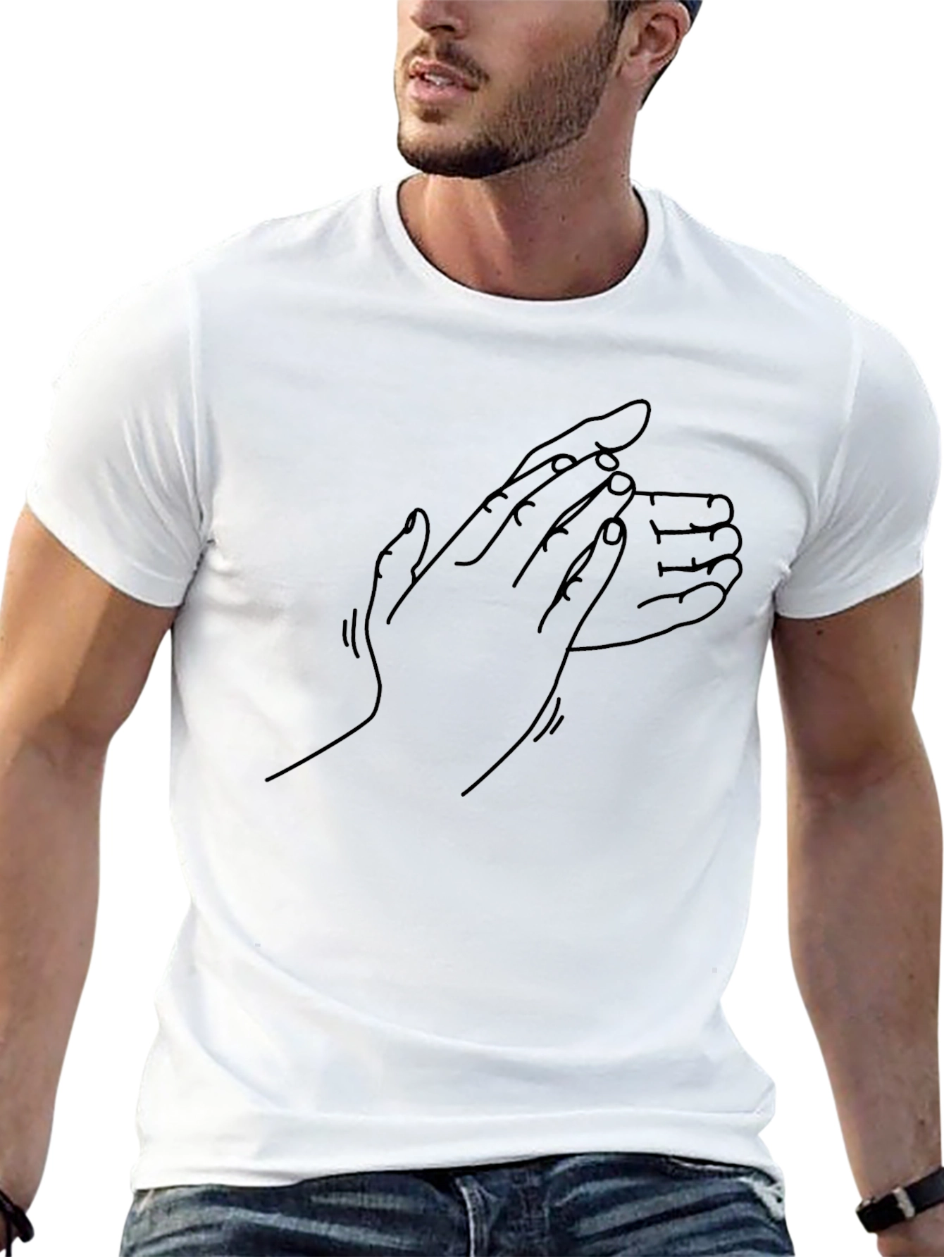Clapping Hands Graphic Black T-Shirt