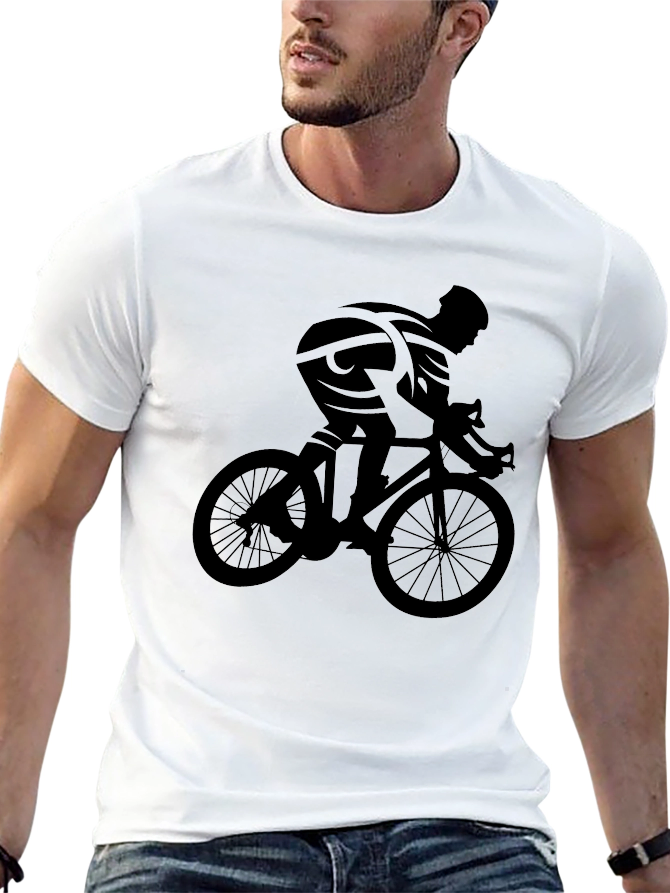Cyclist Silhouette Graphic Tee - Classic Black