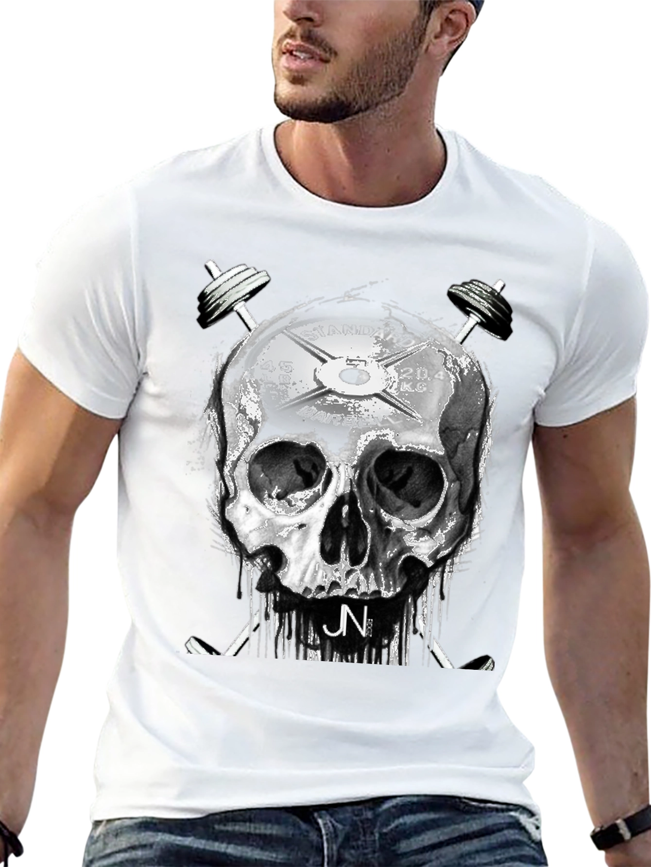 Skull & Weights Graphic T-Shirt - Gym Style