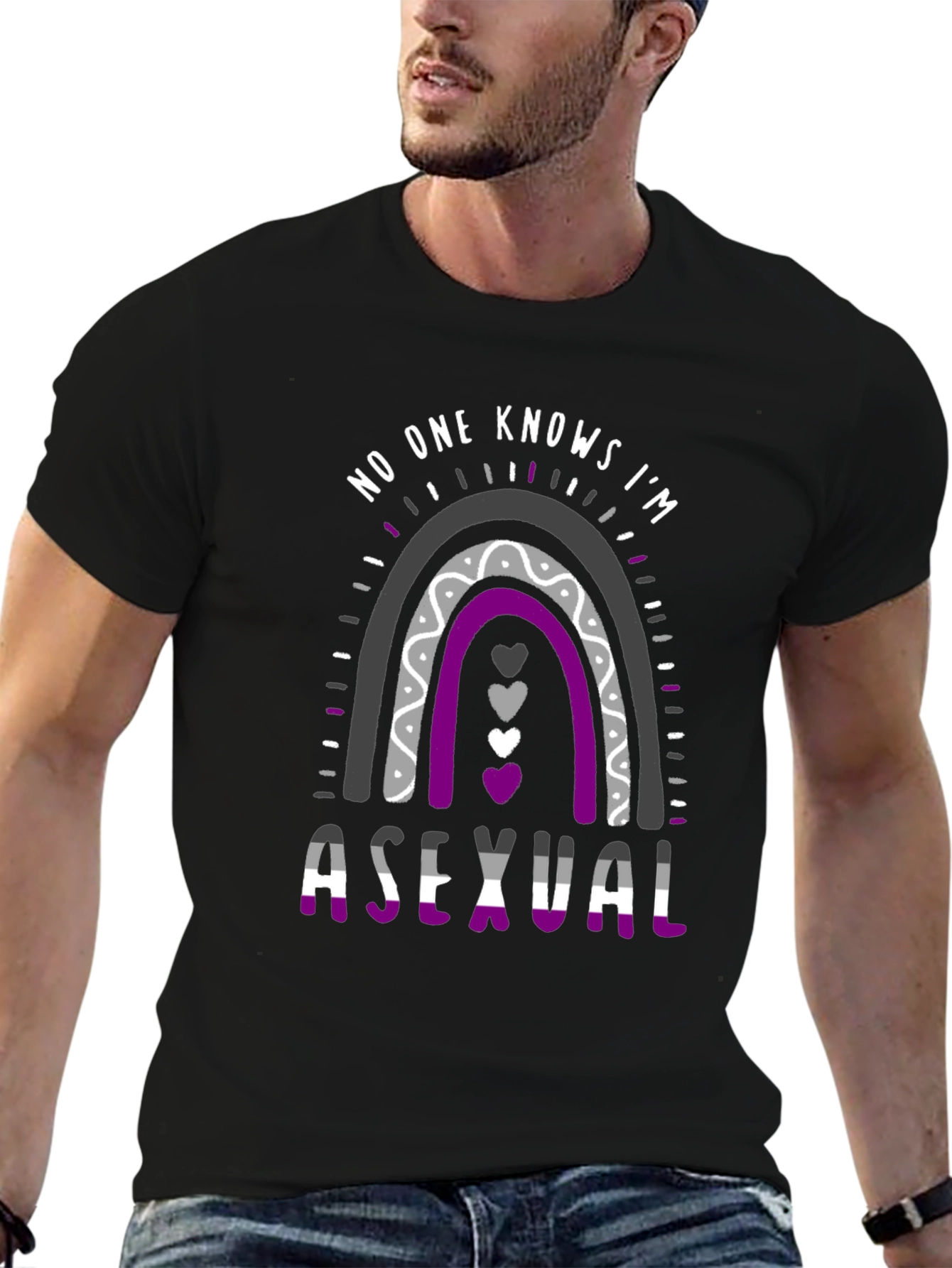 Asexual Pride T-Shirt Rainbow Design
