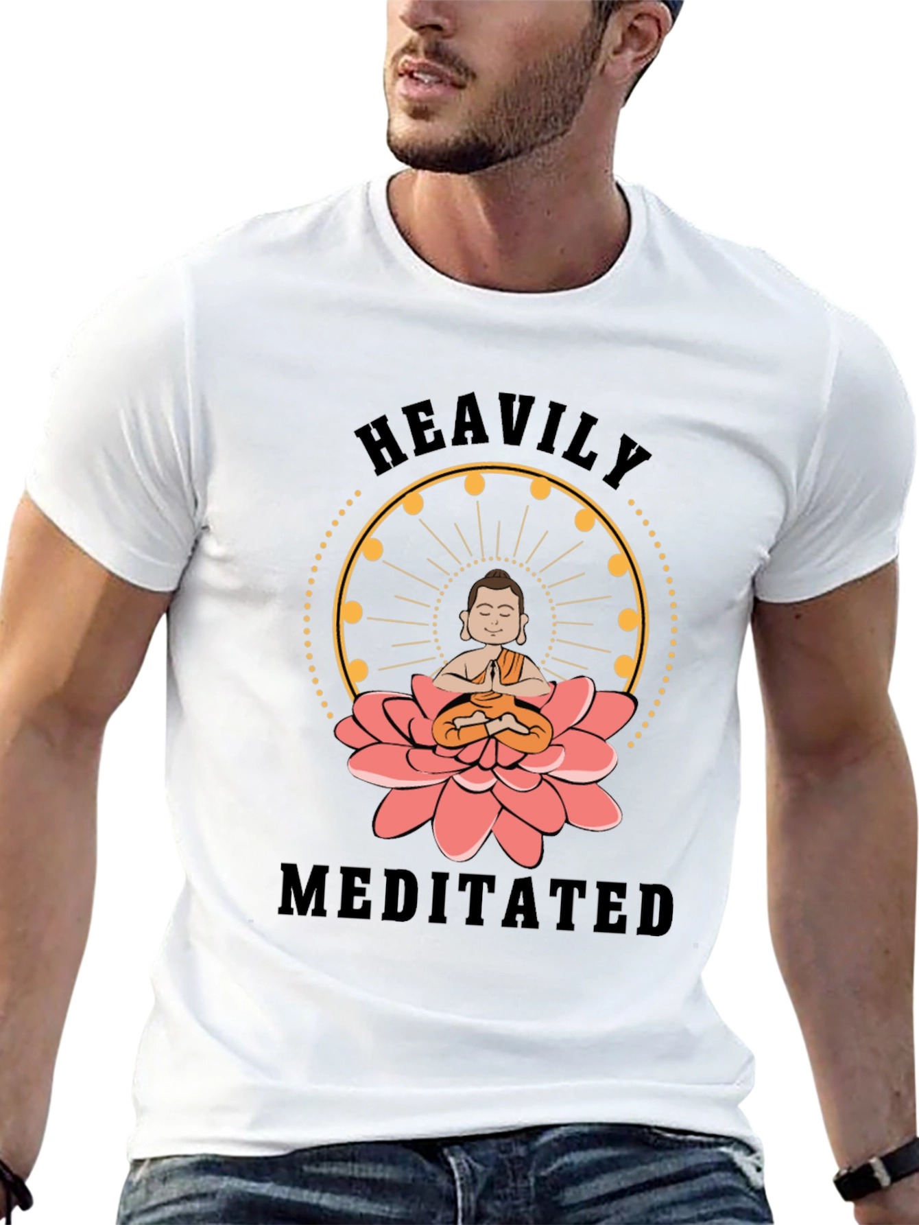 Heavily Meditated Buddha Lotus Graphic T-Shirt