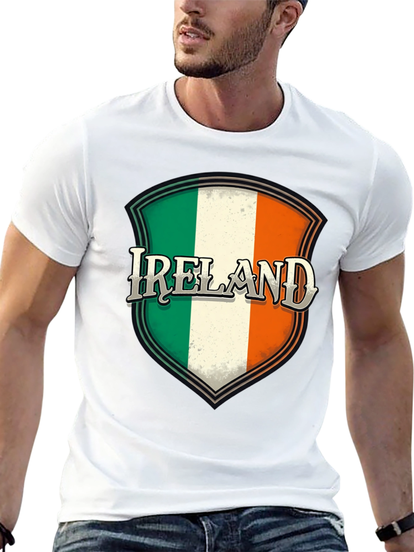 Ireland Flag Shield Graphic Black T-Shirt