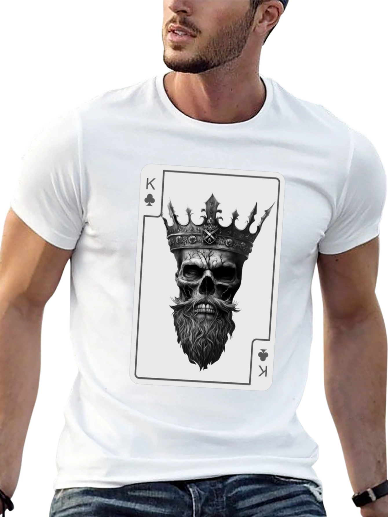 King Skull Card Graphic T-Shirt - Mens Black Tee