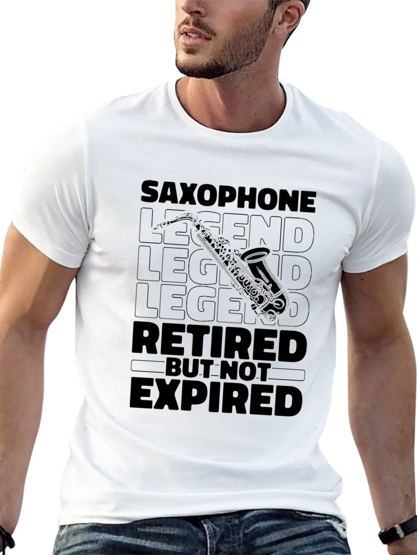 Saxophone Legend Retired Mens Black T-Shirt
