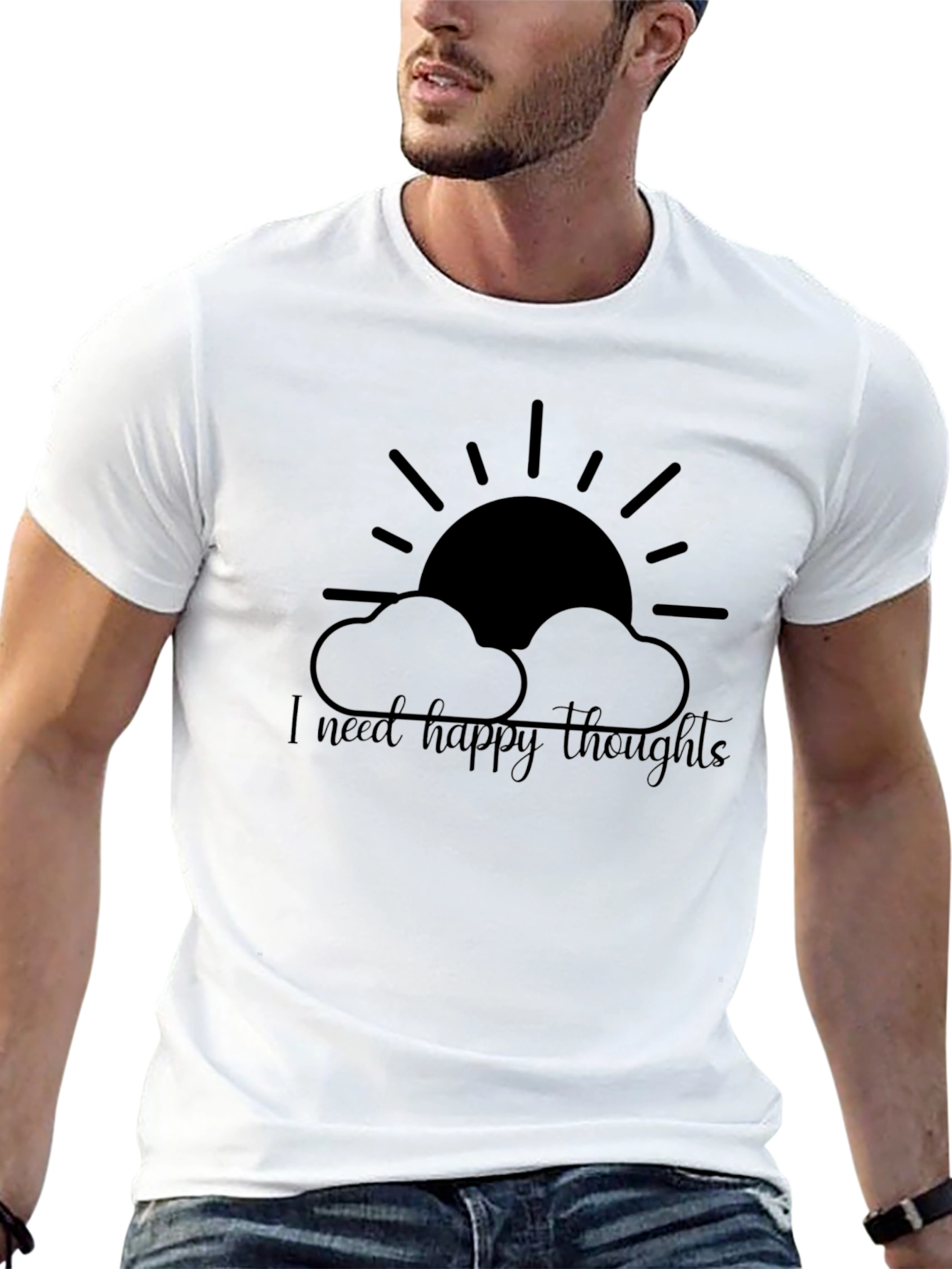 Happy Thoughts Graphic Tee - Black Cotton T-Shirt