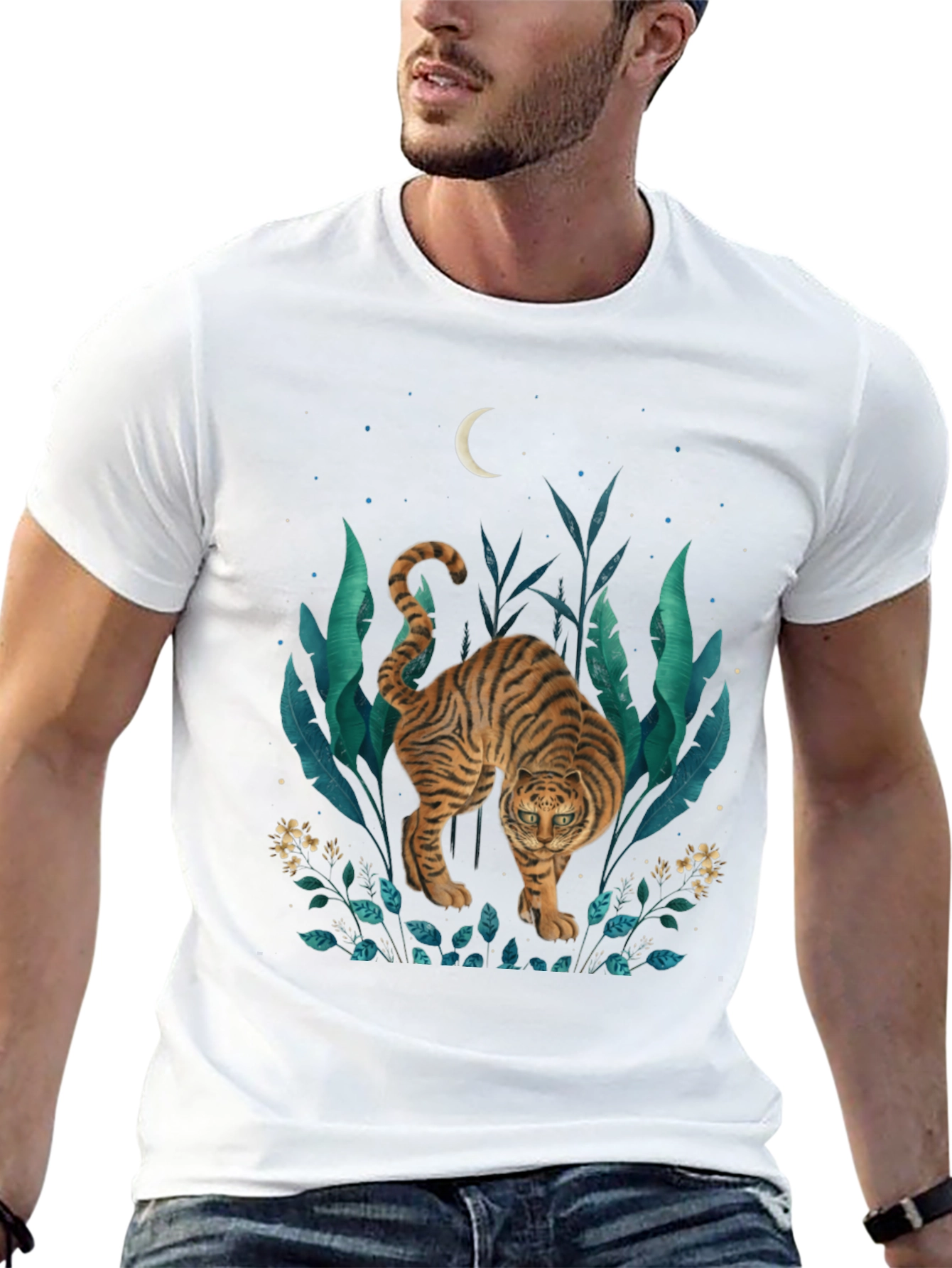Tiger Graphic Print T-Shirt - Jungle Moon Design