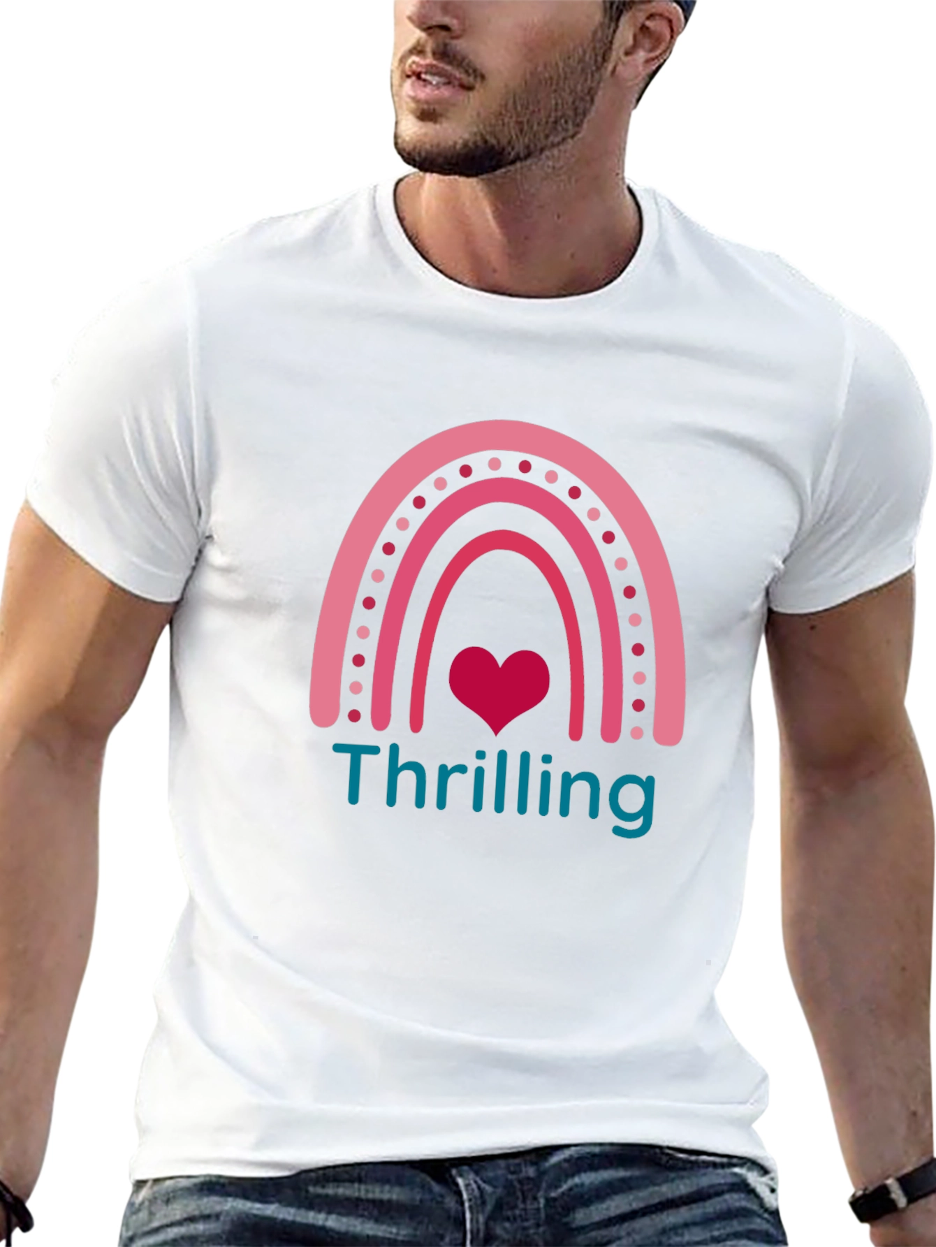 Thrilling Rainbow Heart Graphic T-Shirt