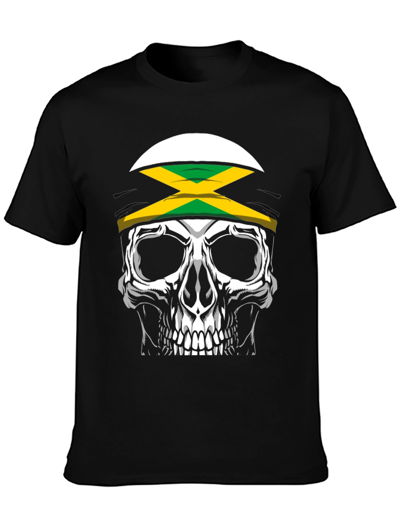 Jamaican Skull Graphic Tee - Black
