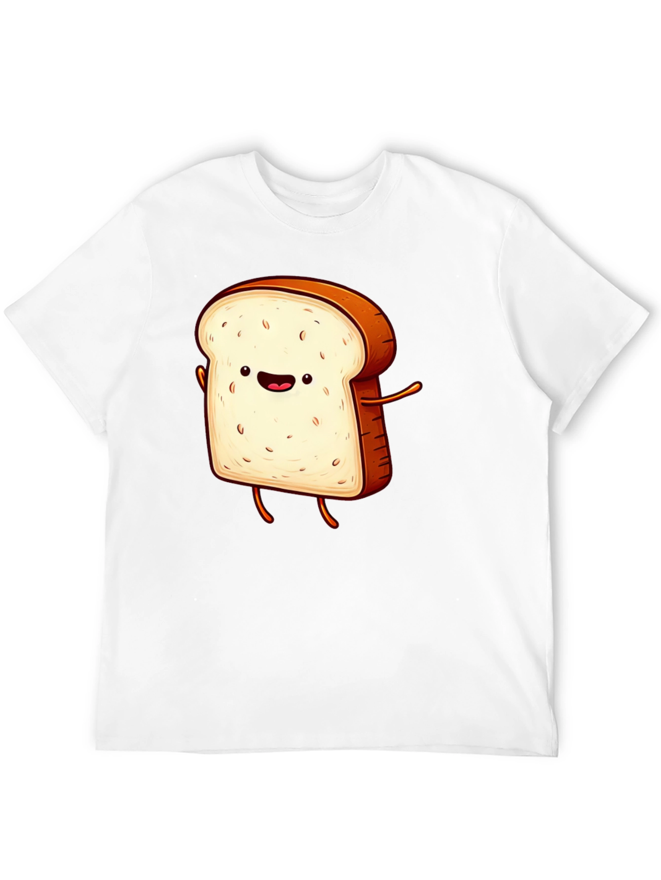Funny Cartoon Toast Graphic Tee - Black T-Shirt