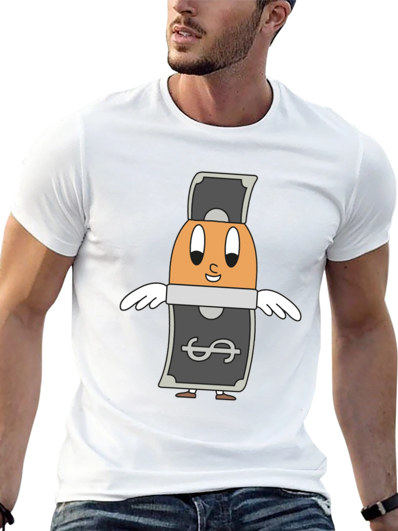 Cartoon Egg Money Black T-Shirt