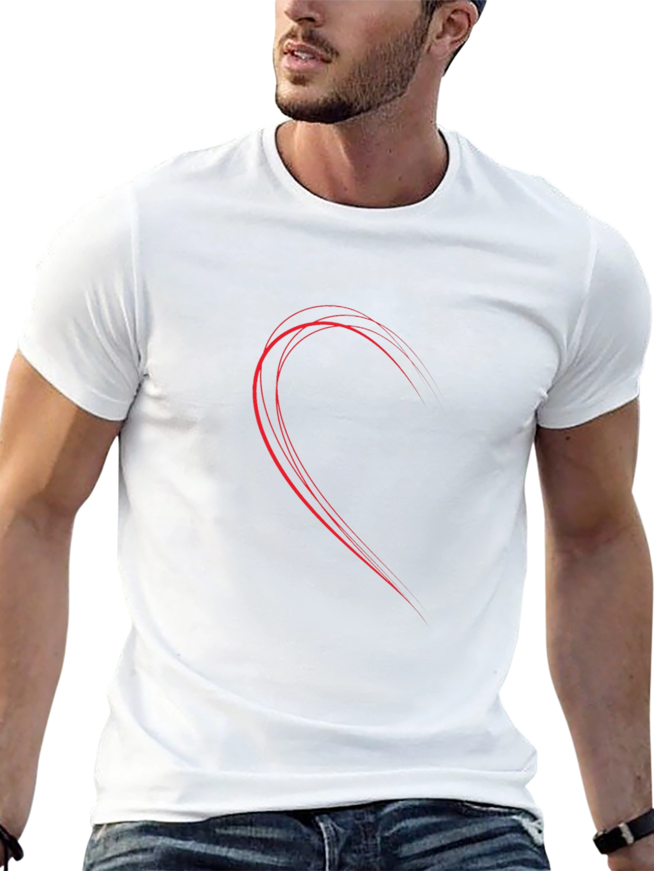 Half Heart Graphic Black T-Shirt