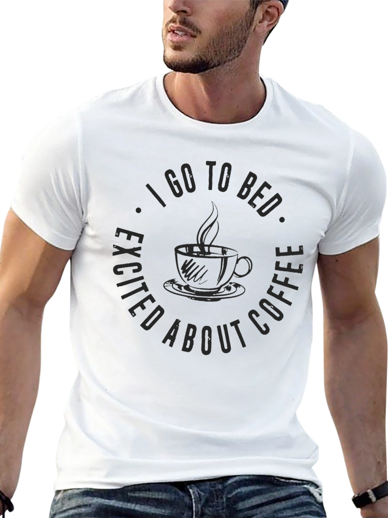 Excited About Coffee Black Graphic T-Shirt