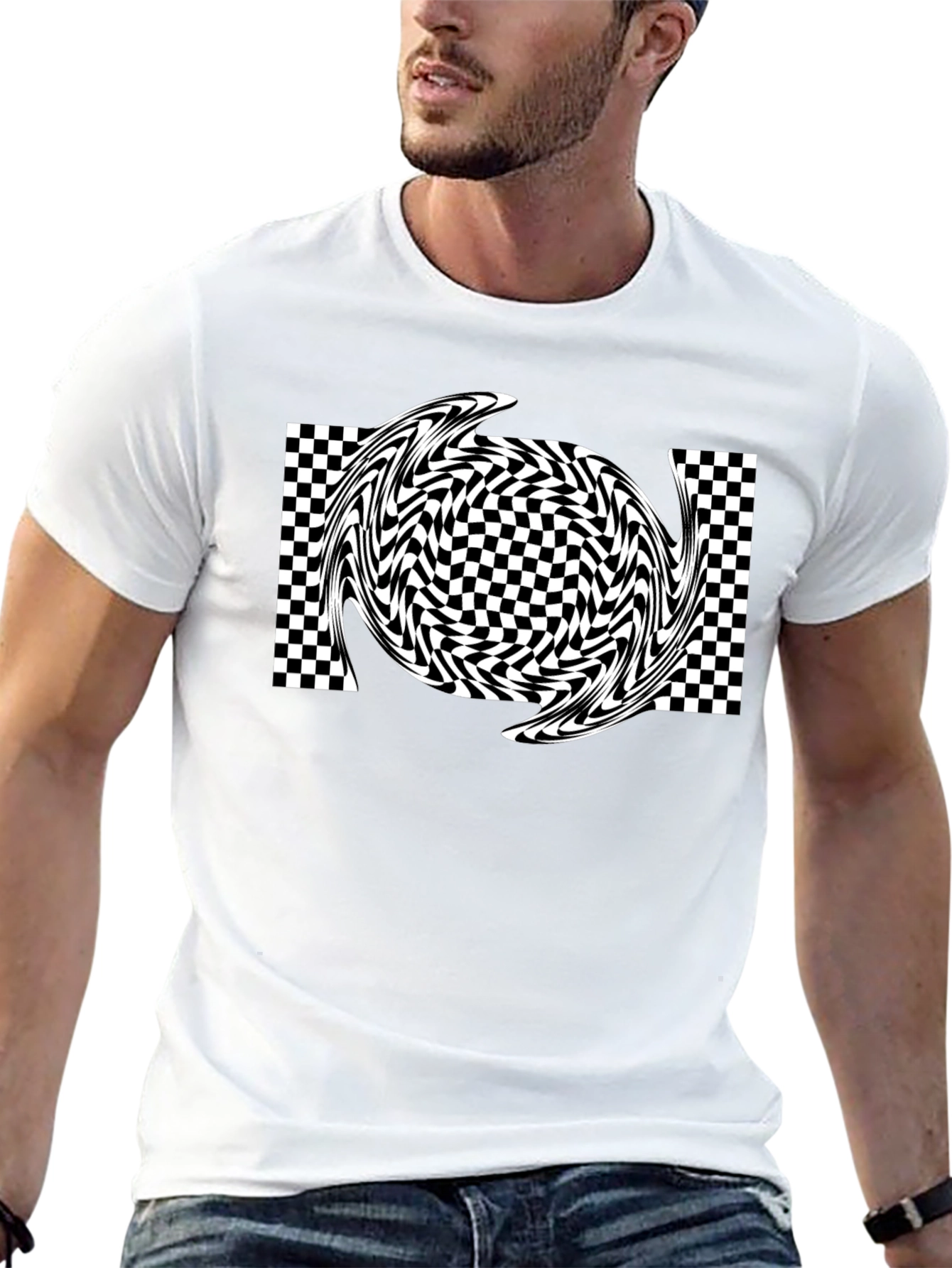 Optical Illusion Swirl Tee - Black