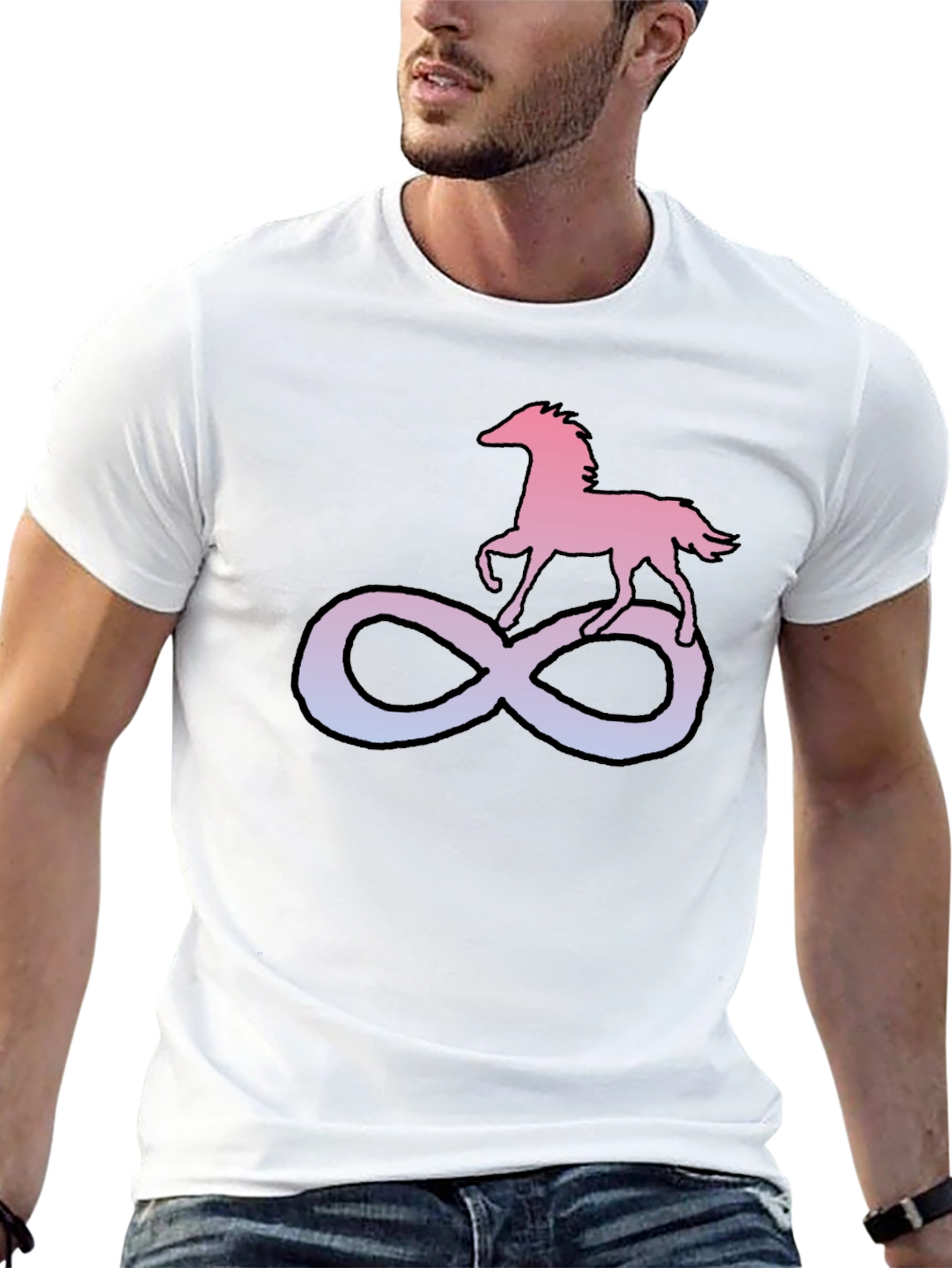 Horse Infinity Symbol Graphic Tee - Black