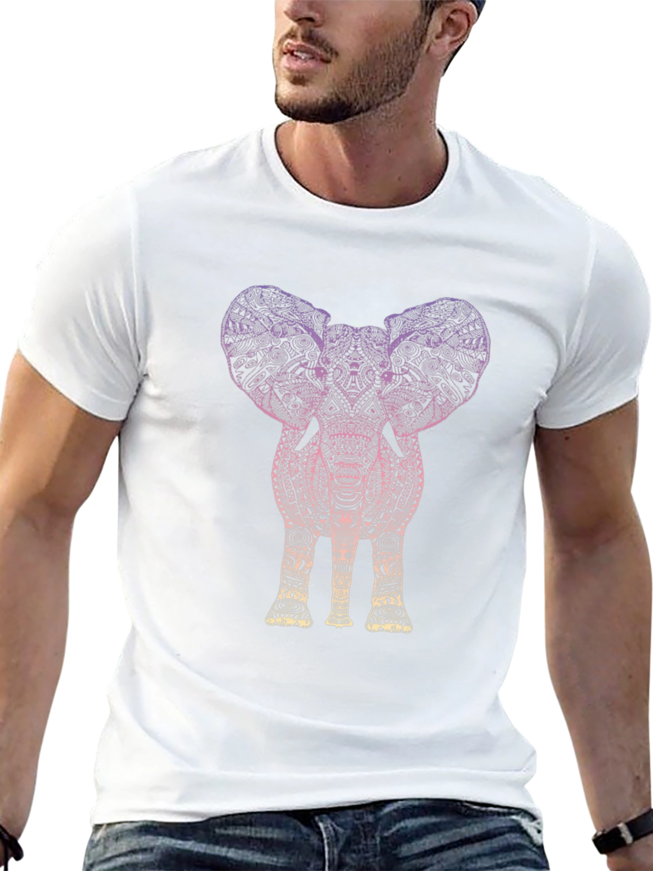Elephant Graphic Tee - Stylish Mens Black T-Shirt