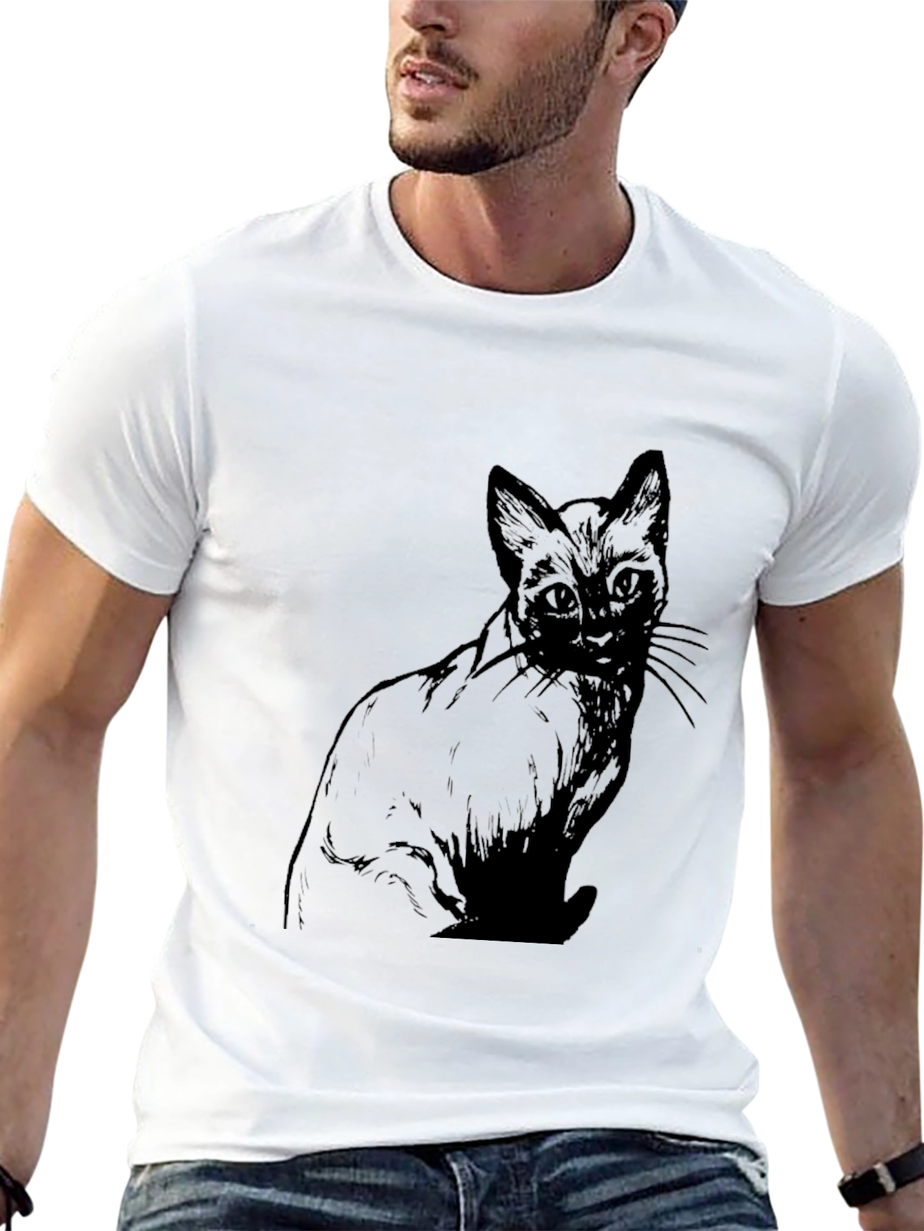 Black Cat Graphic Tee - Mens Fashion