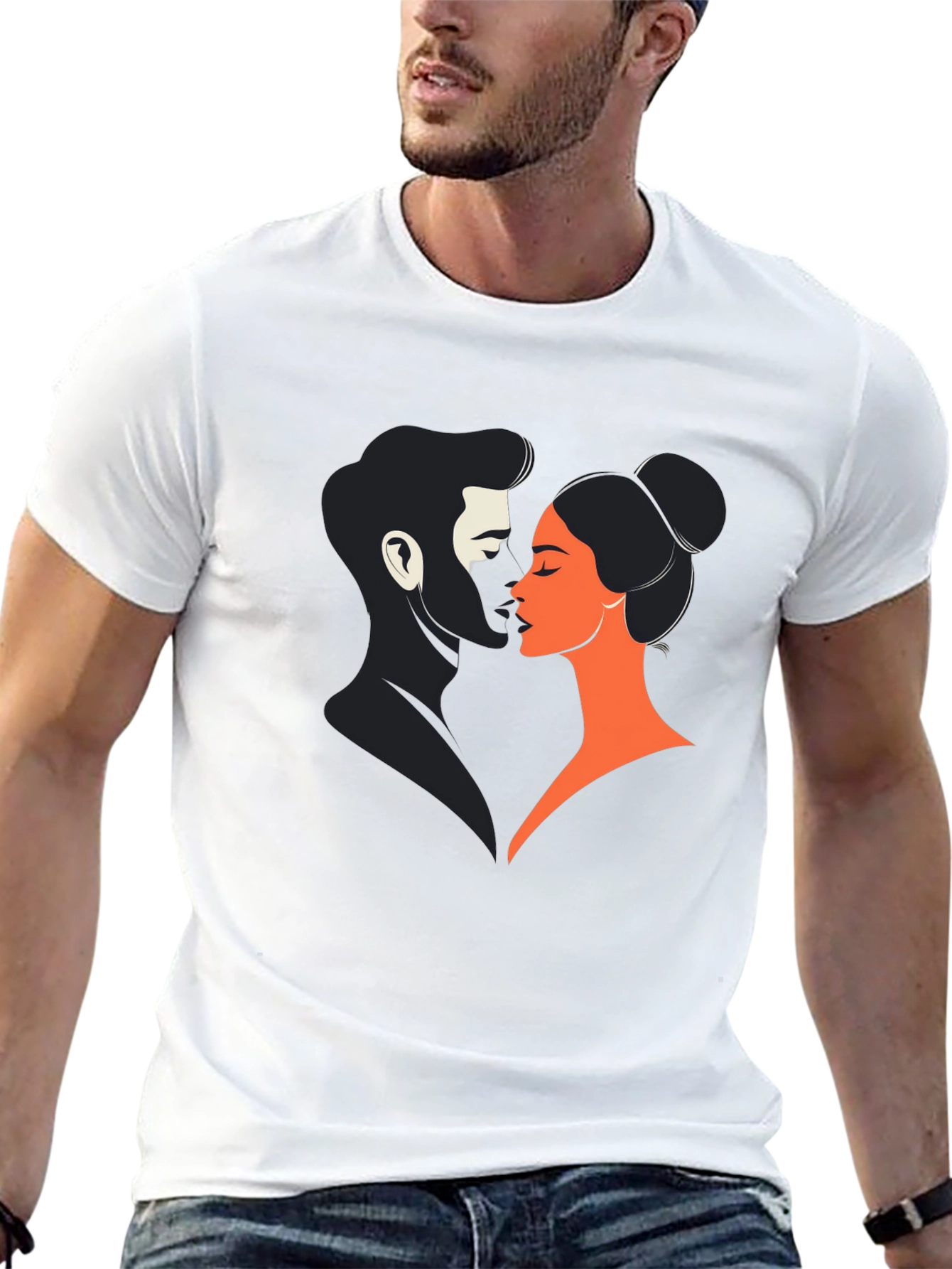 Romantic Couple Graphic Tee - Black