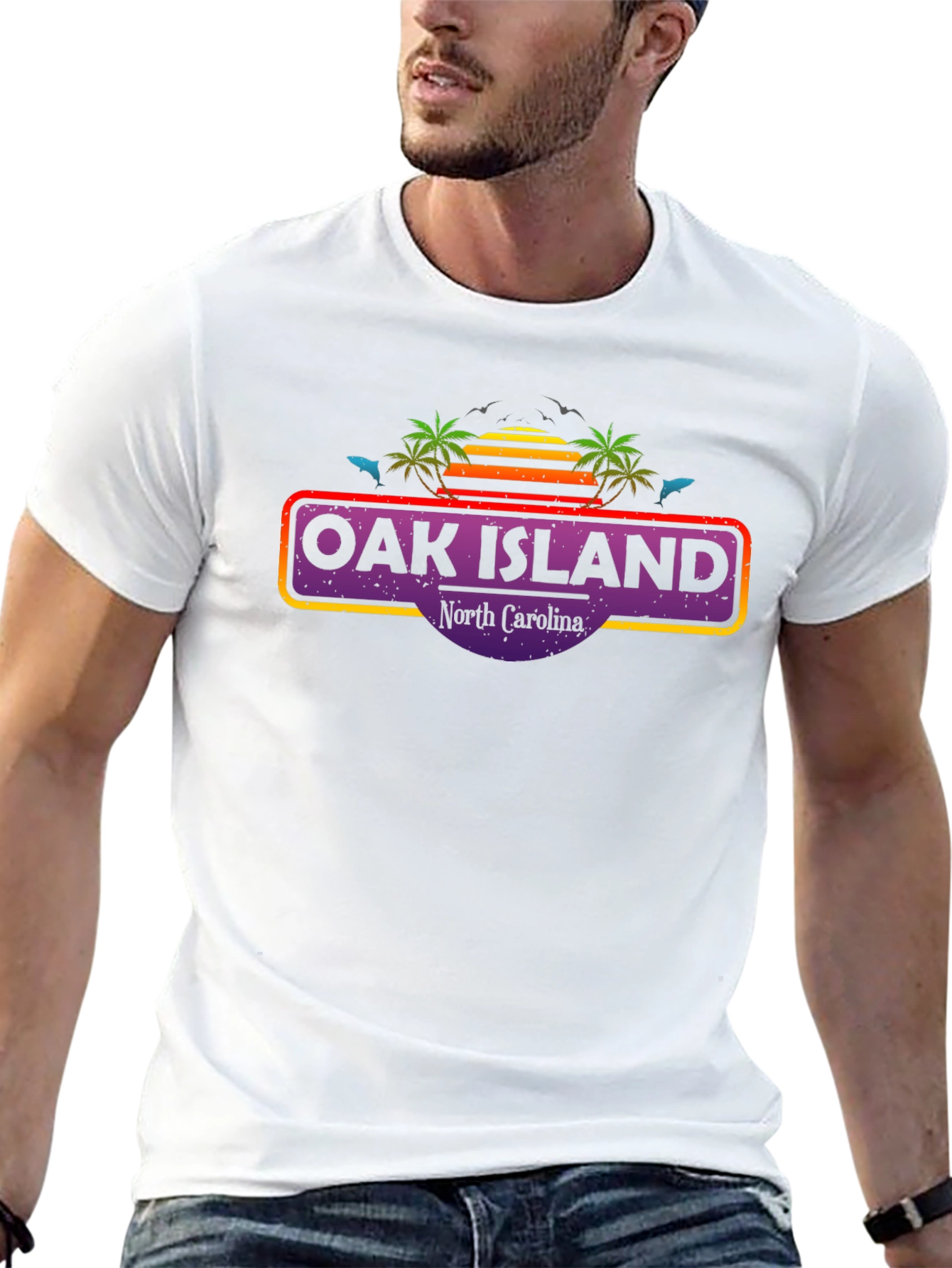 Oak Island North Carolina Retro T-Shirt
