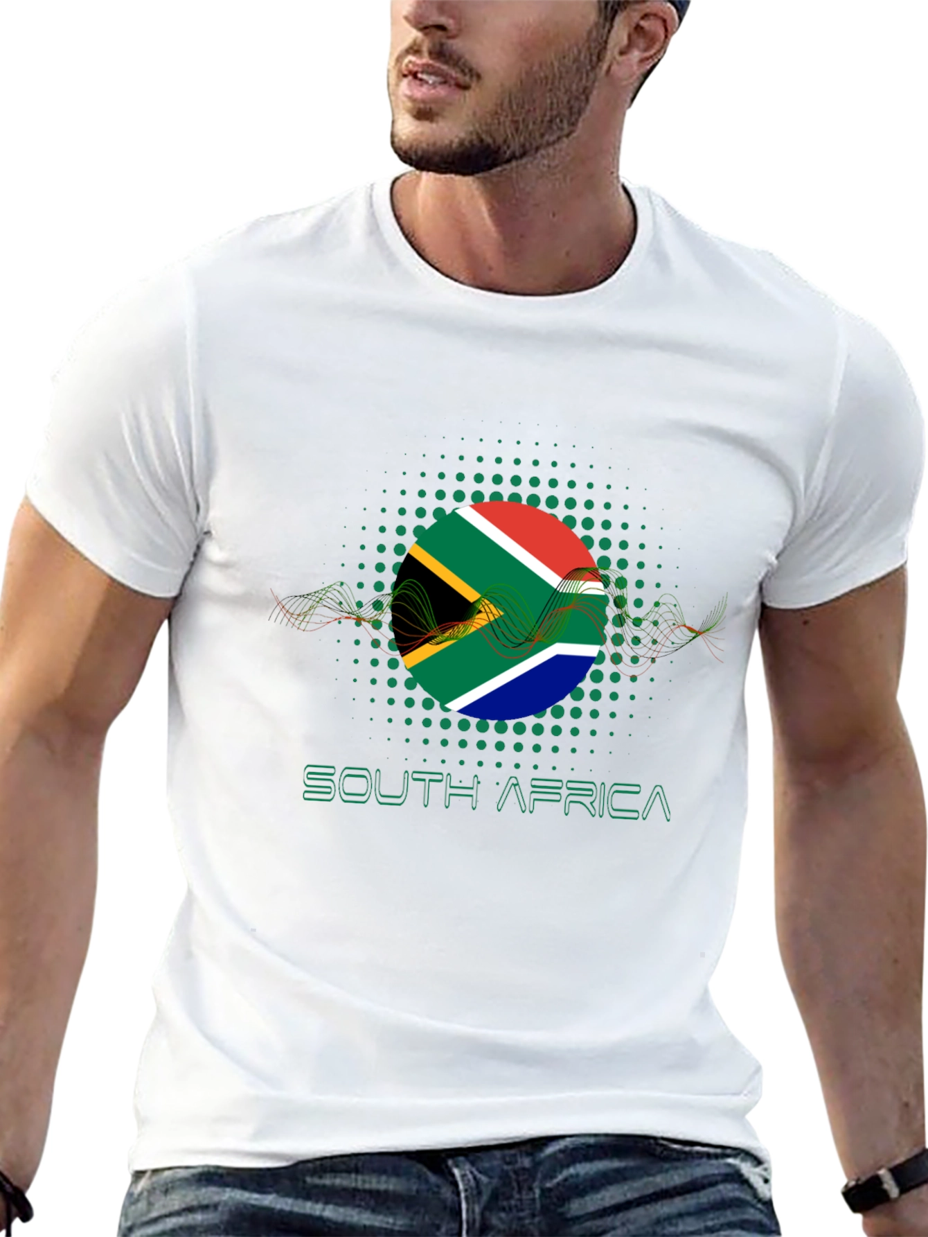 South Africa Flag Graphic Black T-Shirt