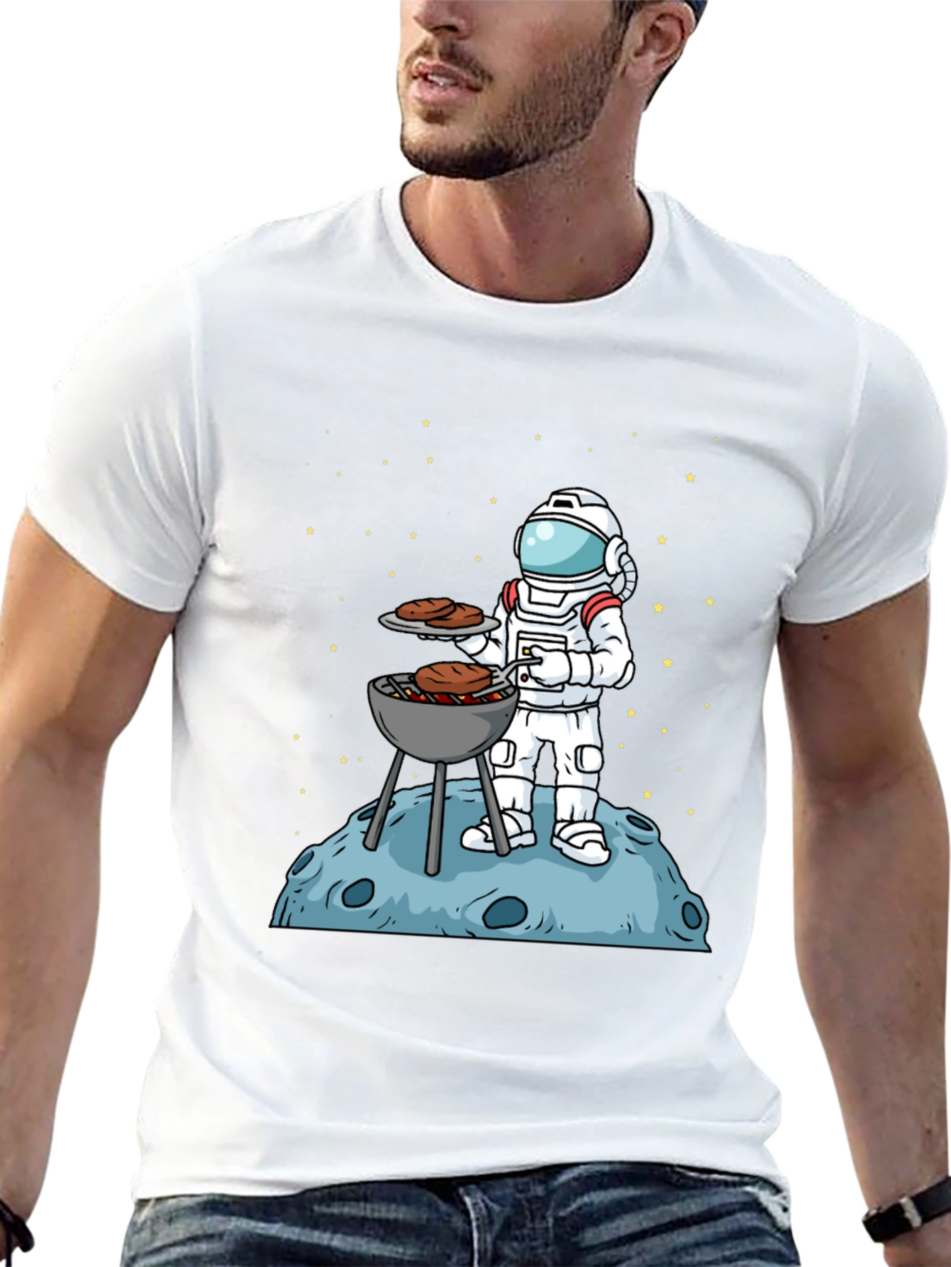 Astronaut BBQ T-Shirt - Outer Space Grill Master