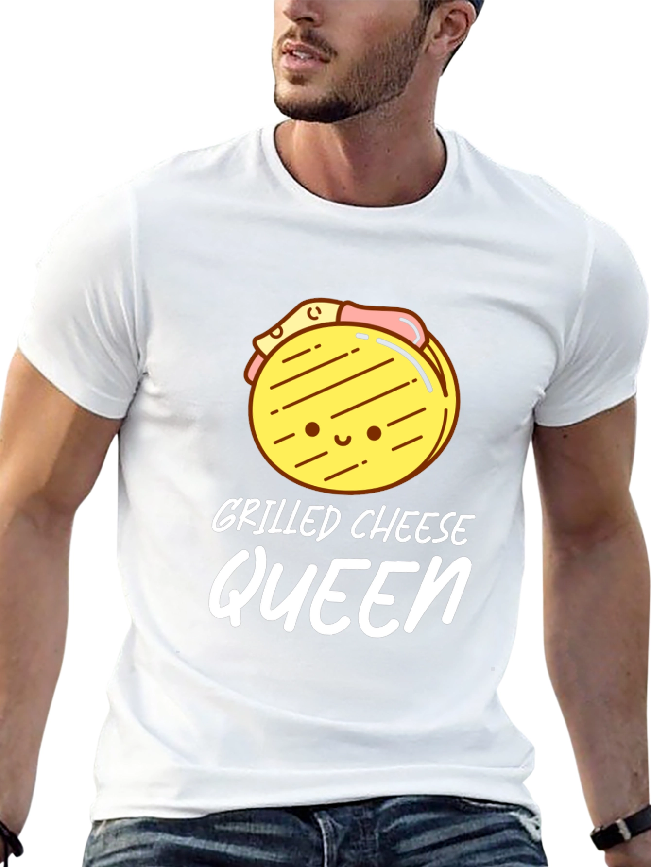 Grilled Cheese Queen T-Shirt - Black Cute Cartoon Design