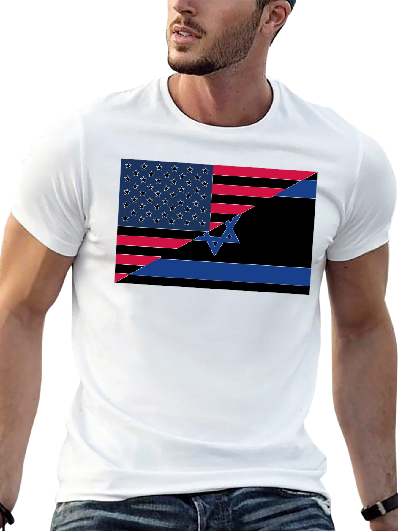 USA Israel Flag Graphic Tee - Black