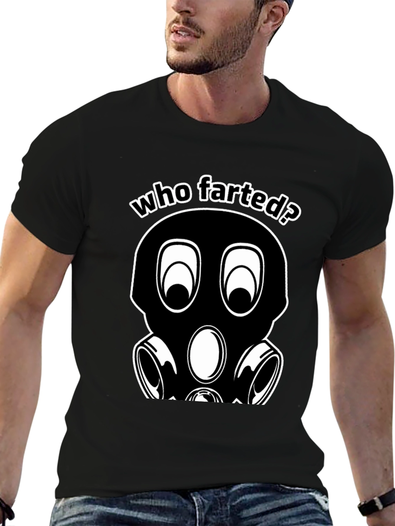 Who Farted Gas Mask Graphic T-Shirt