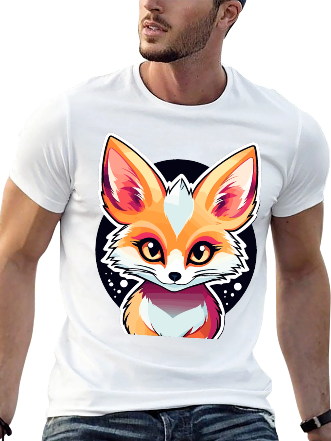 Cute Fox Graphic Tee - Black Cotton Shirt