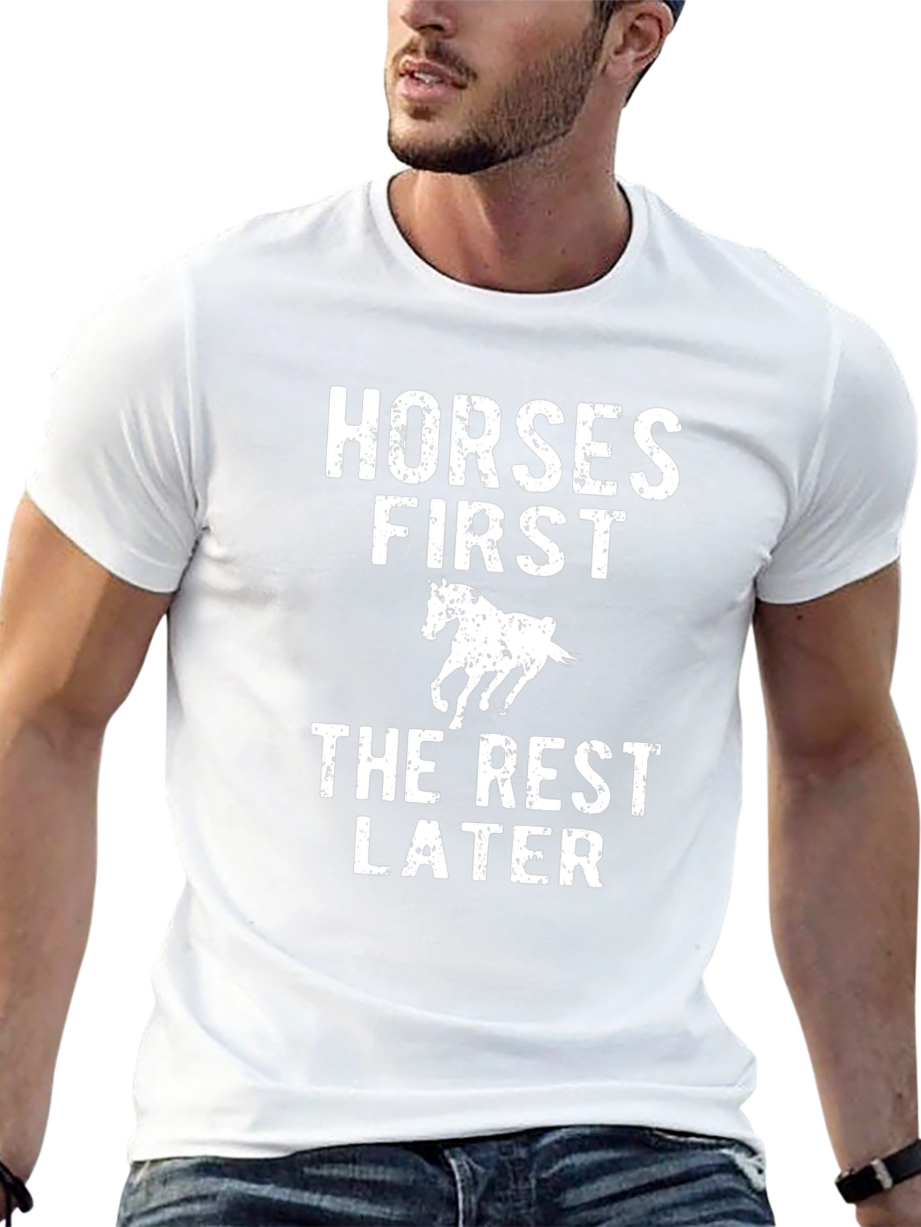 Horses First Graphic Tee - Black Cotton T-Shirt
